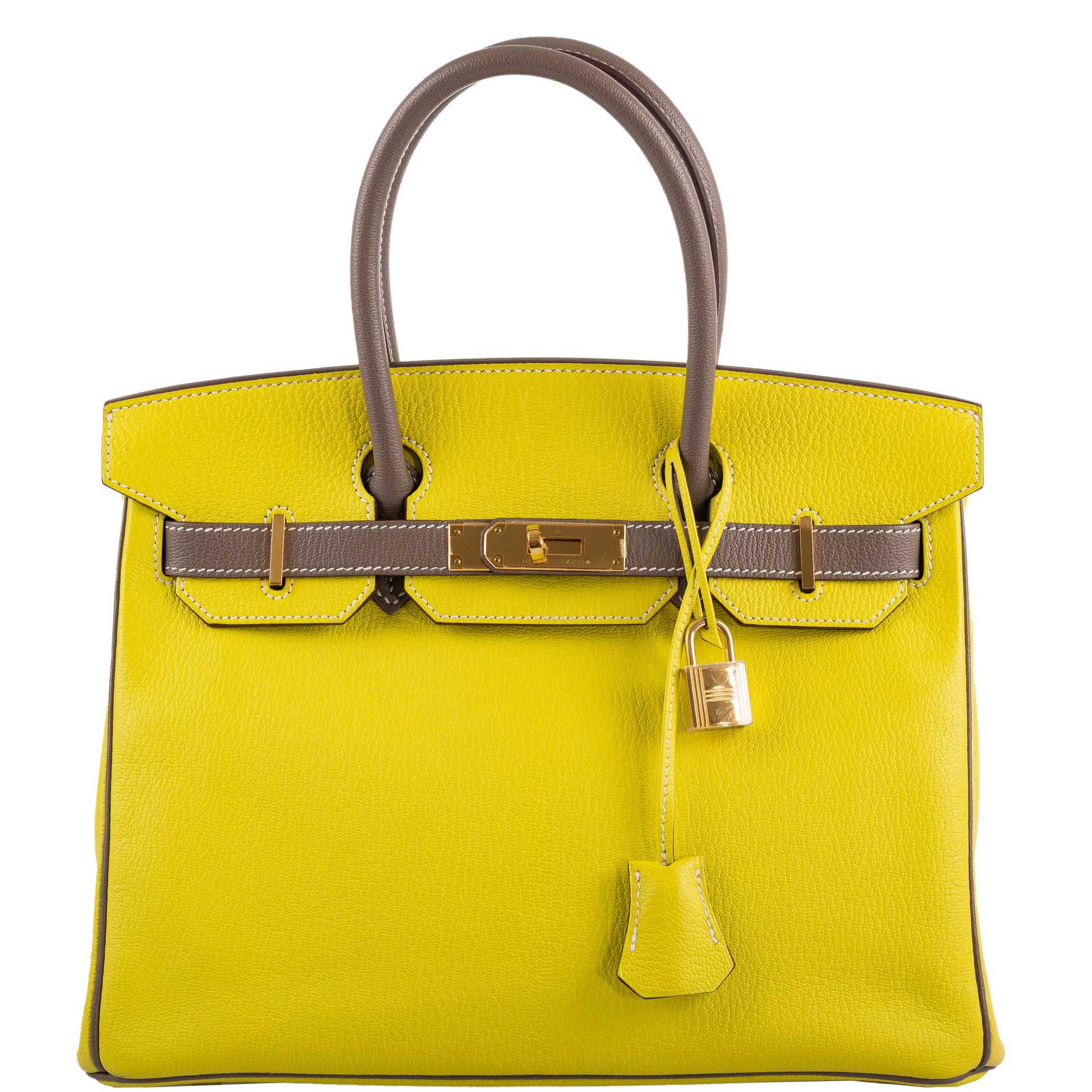 Hermès HSS Birkin 30 Lime & Etoupe Chevre with Gold Hardware