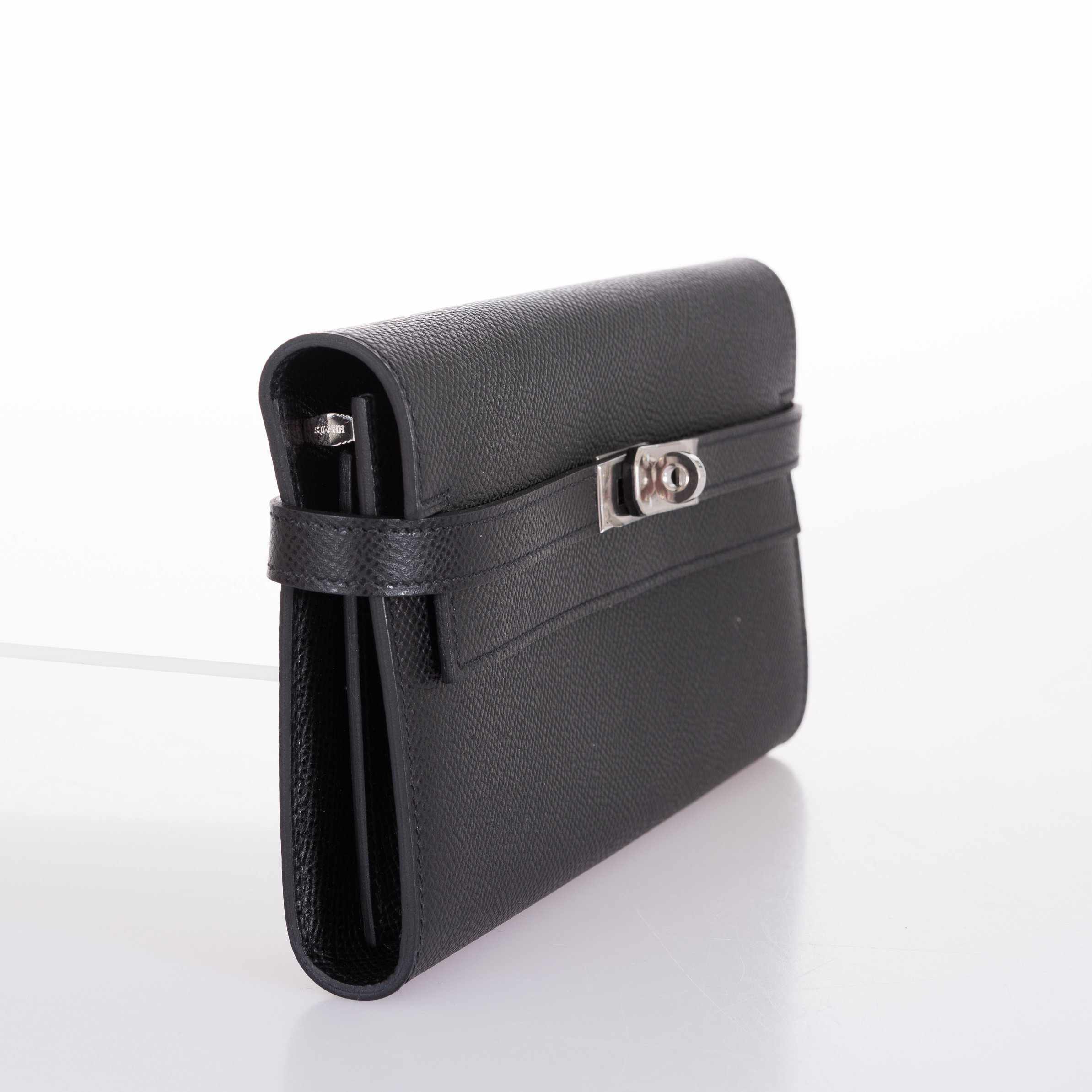 Hermès Kelly Longue Wallet Black Epsom Palladium Hardware