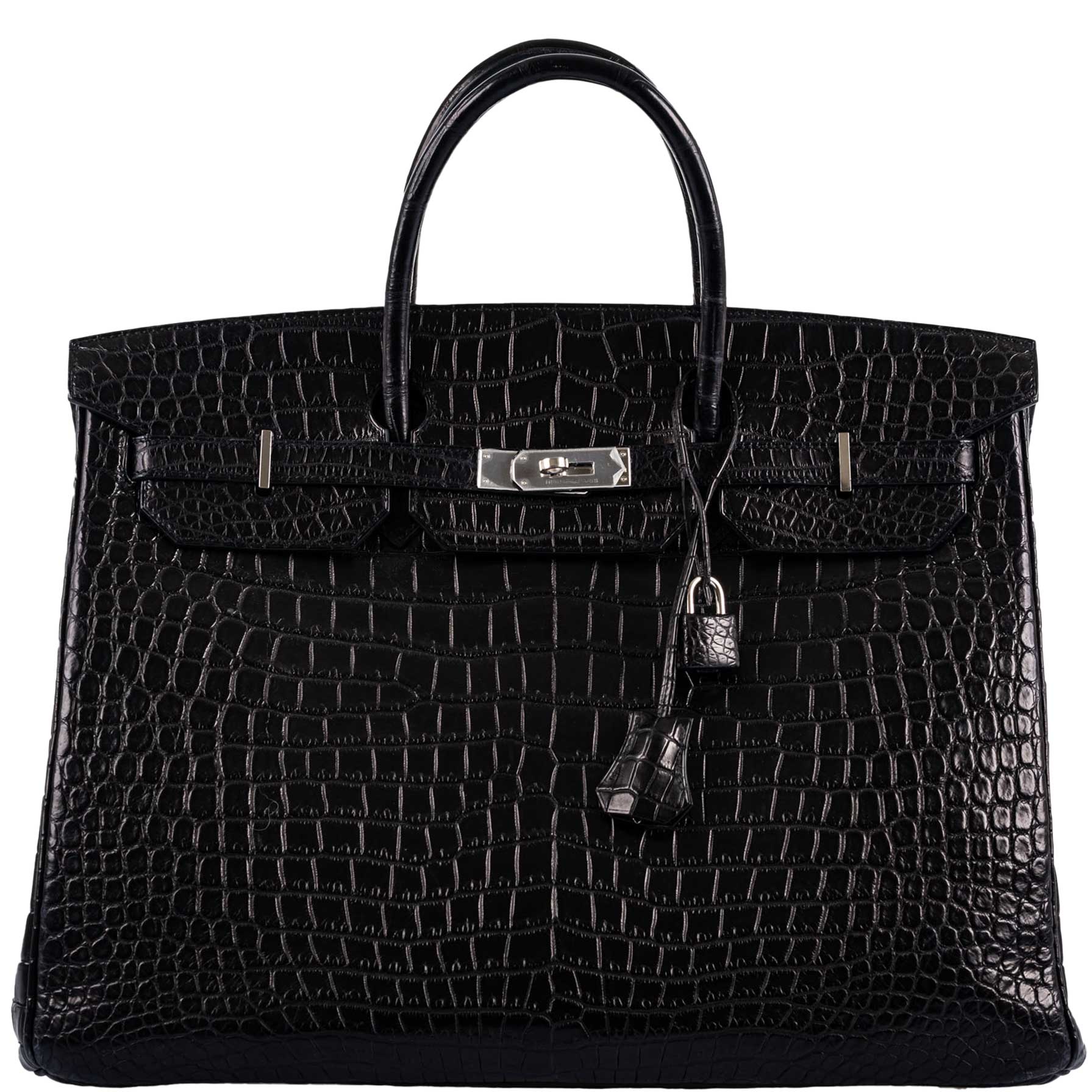 Hermès Birkin 40 Black Matte Porosus Crocodile Palladium Hardware