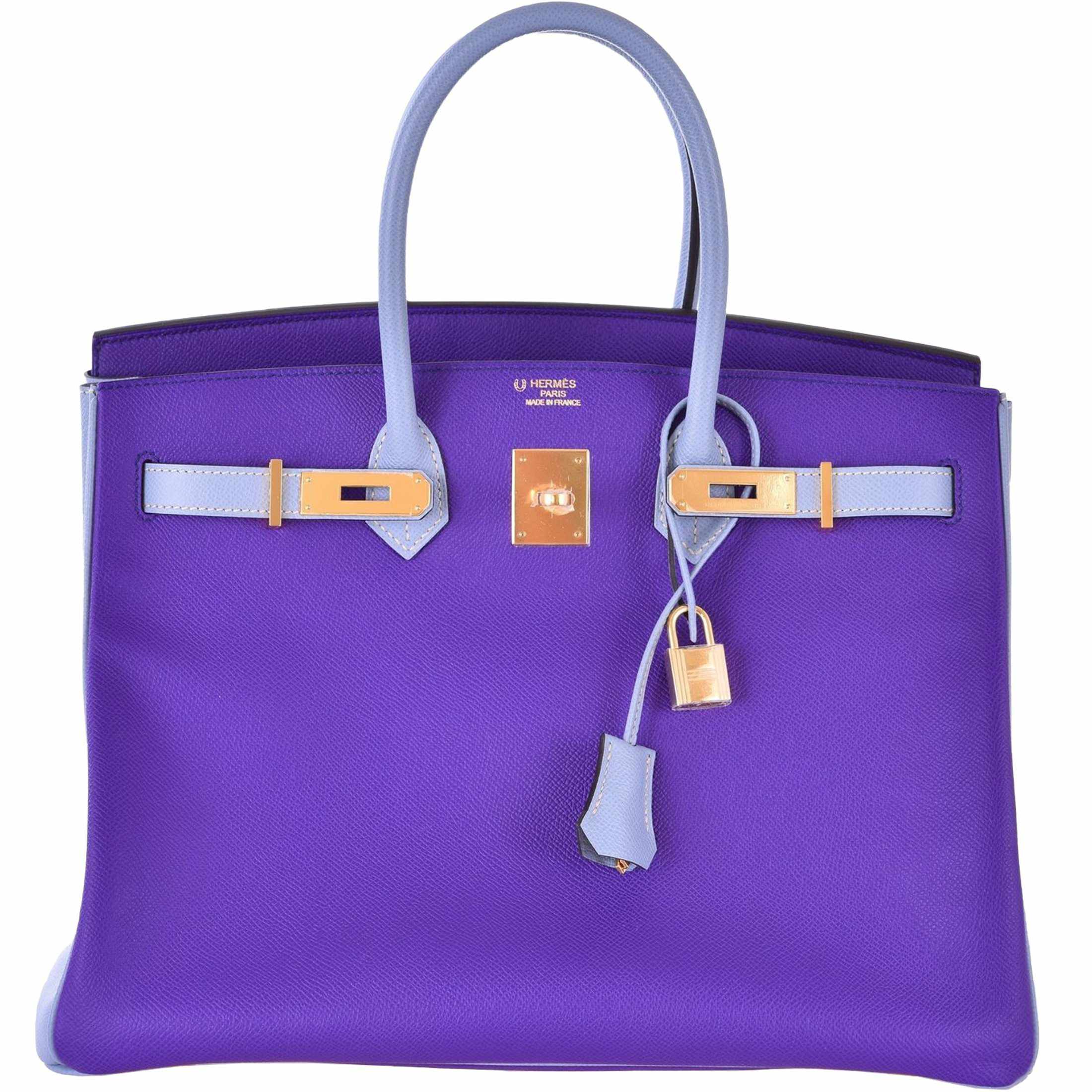 Hermès Birkin 35 HSS Crocus And Blue Lin Epsom Gold Hardware
