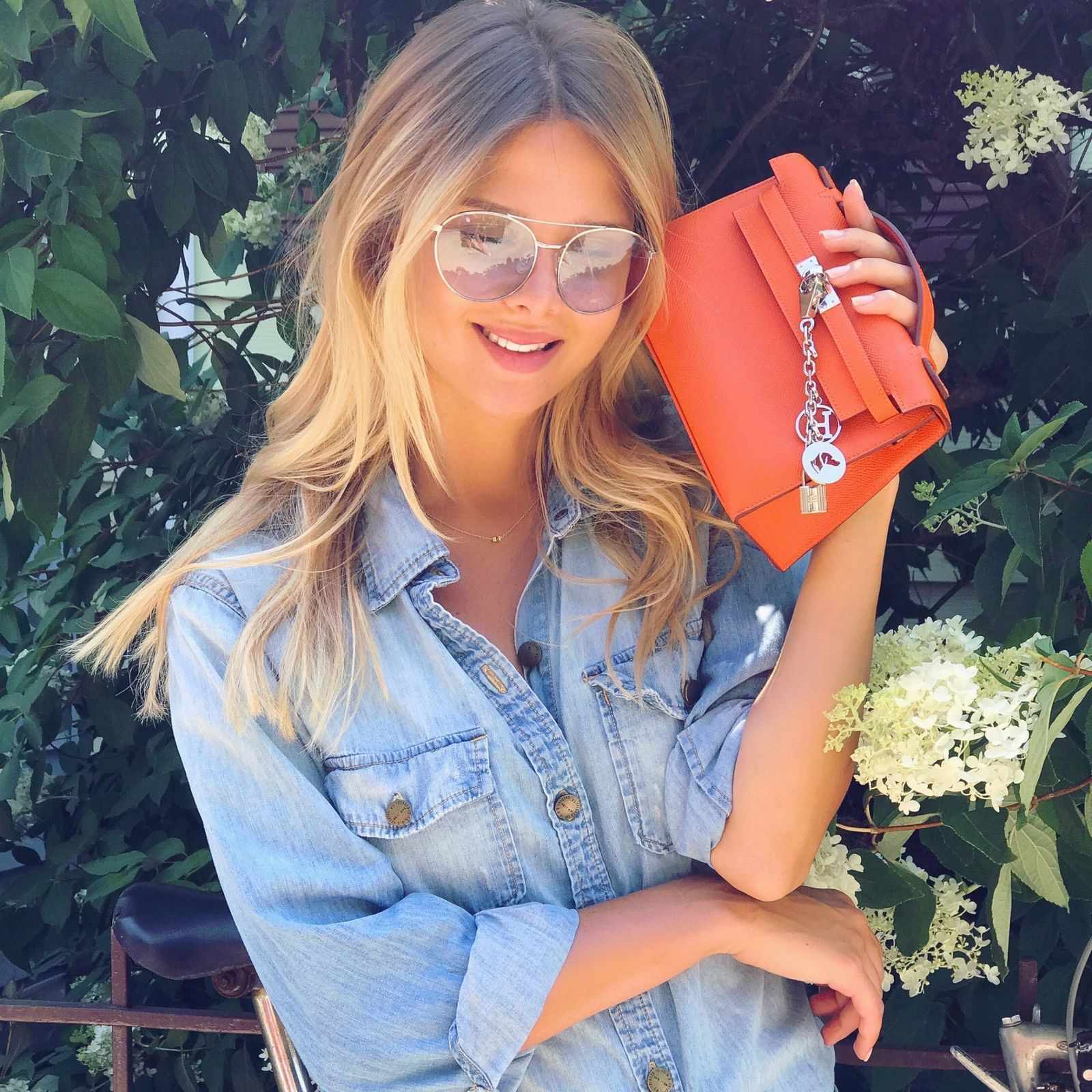 Hermès Kelly Pochette Feu Fire Orange Epsom Palladium Hardware