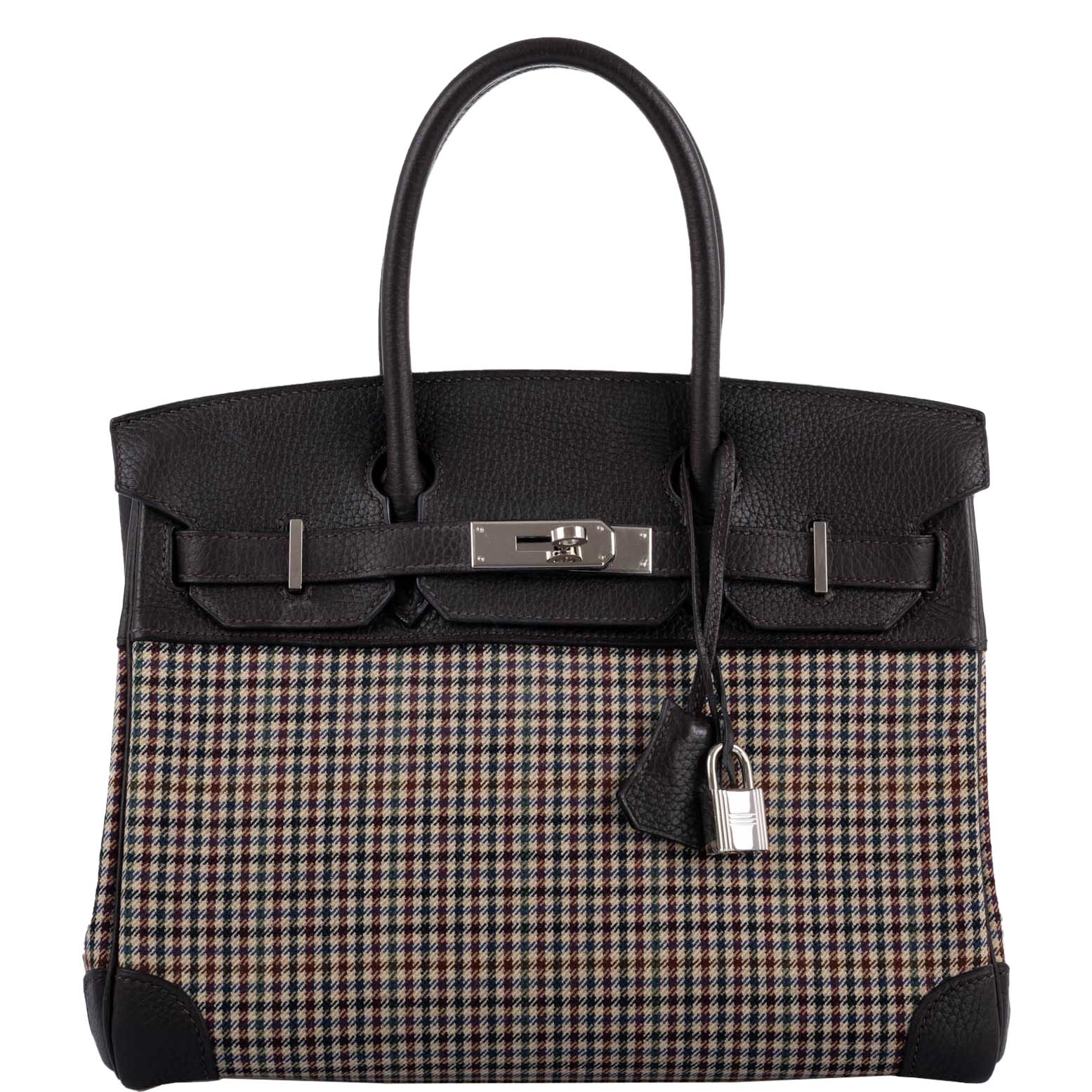 Hermès Birkin 30 Togo And Plaid Wool Lainage Palladium Hardware - 2006, J Square