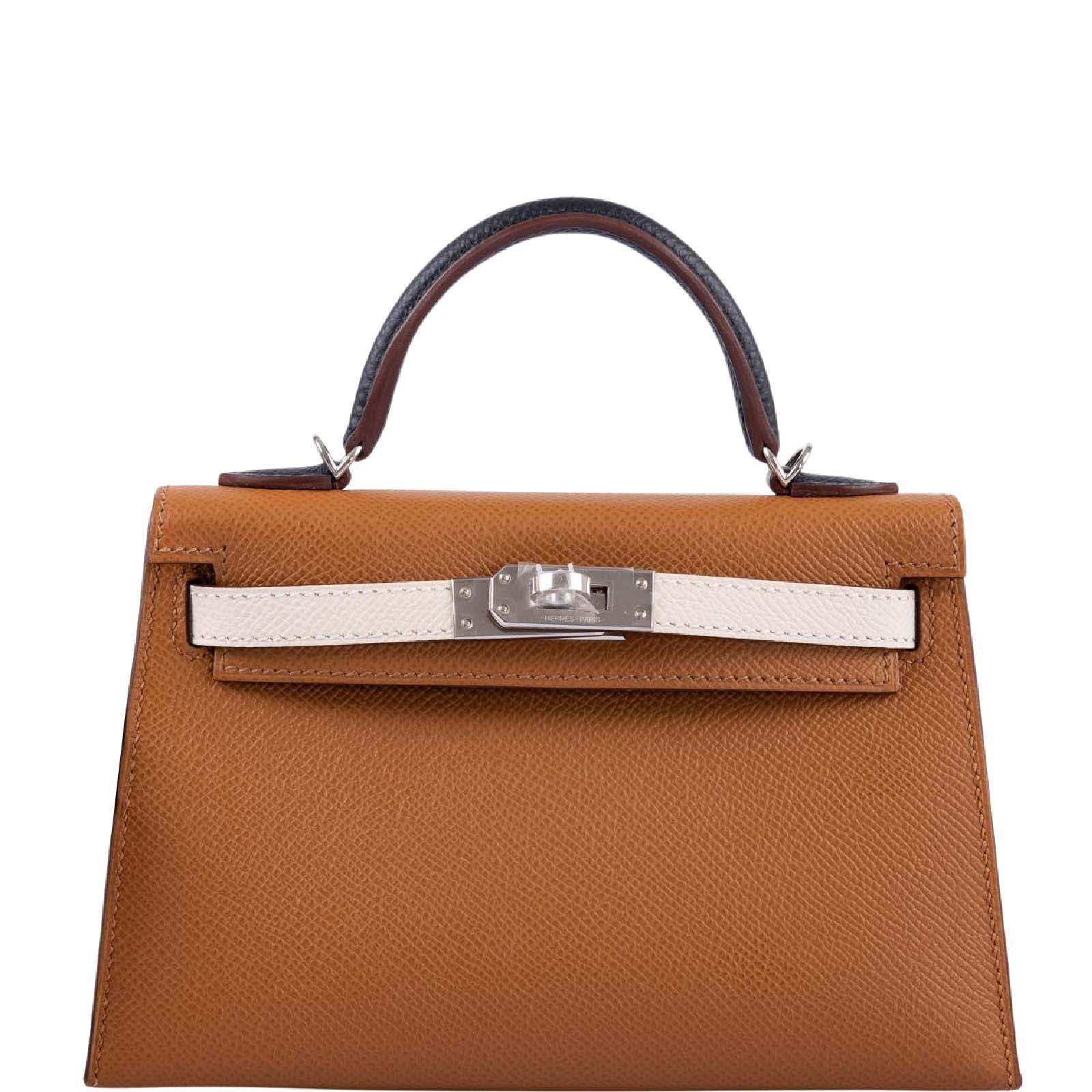 Hermès Kelly 20 Mini II Sellier Gold, Nata, Black, Blue Sapphire Epsom Palladium Hardware