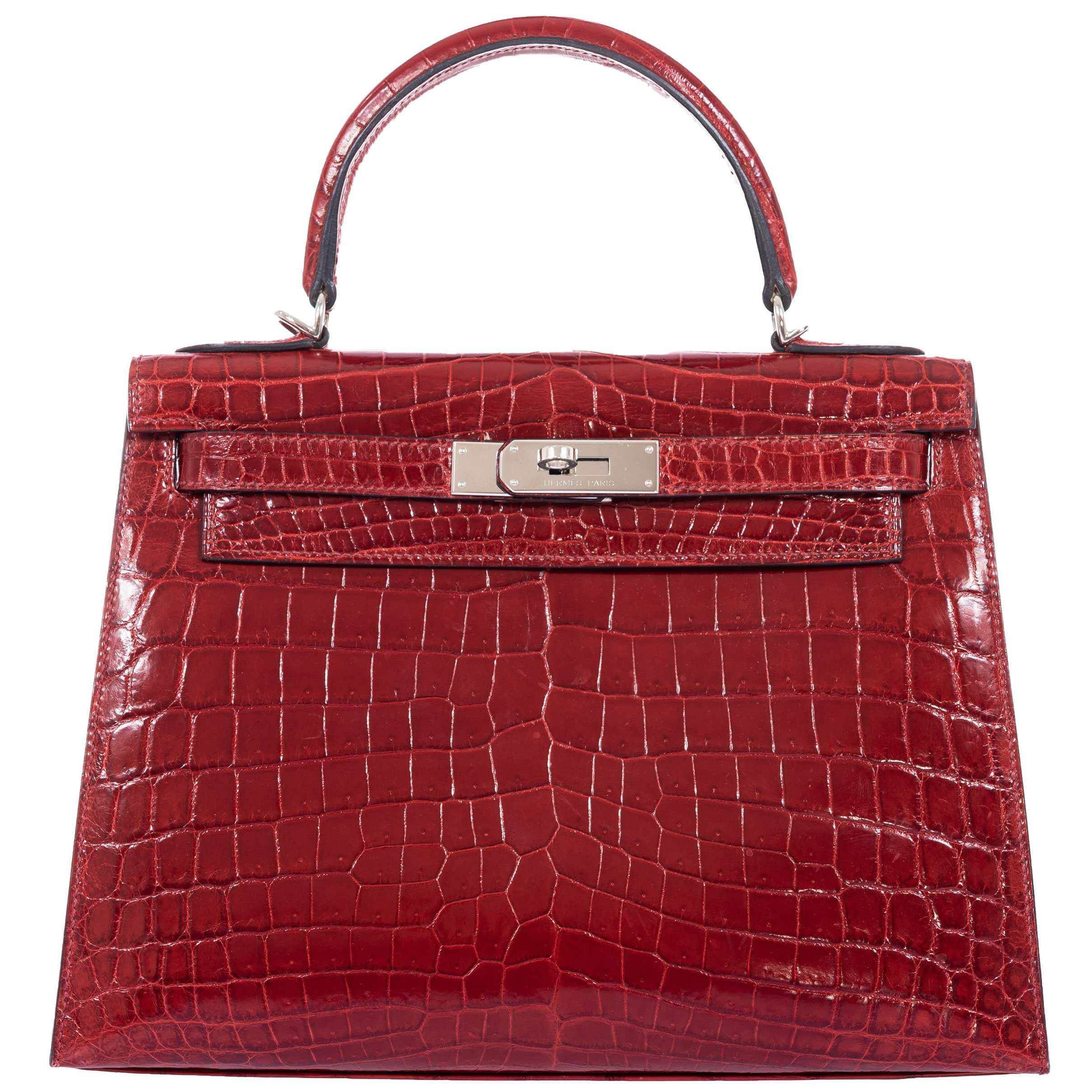 Hermès Kelly 28 Sellier Rouge H Niloticus Crocodile Palladium Hardware