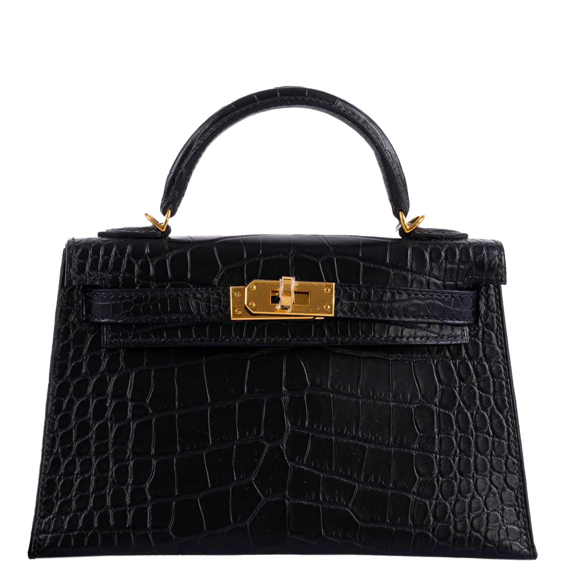 Hermès Kelly 20 Mini II Sellier Black Matte Alligator Gold Hardware