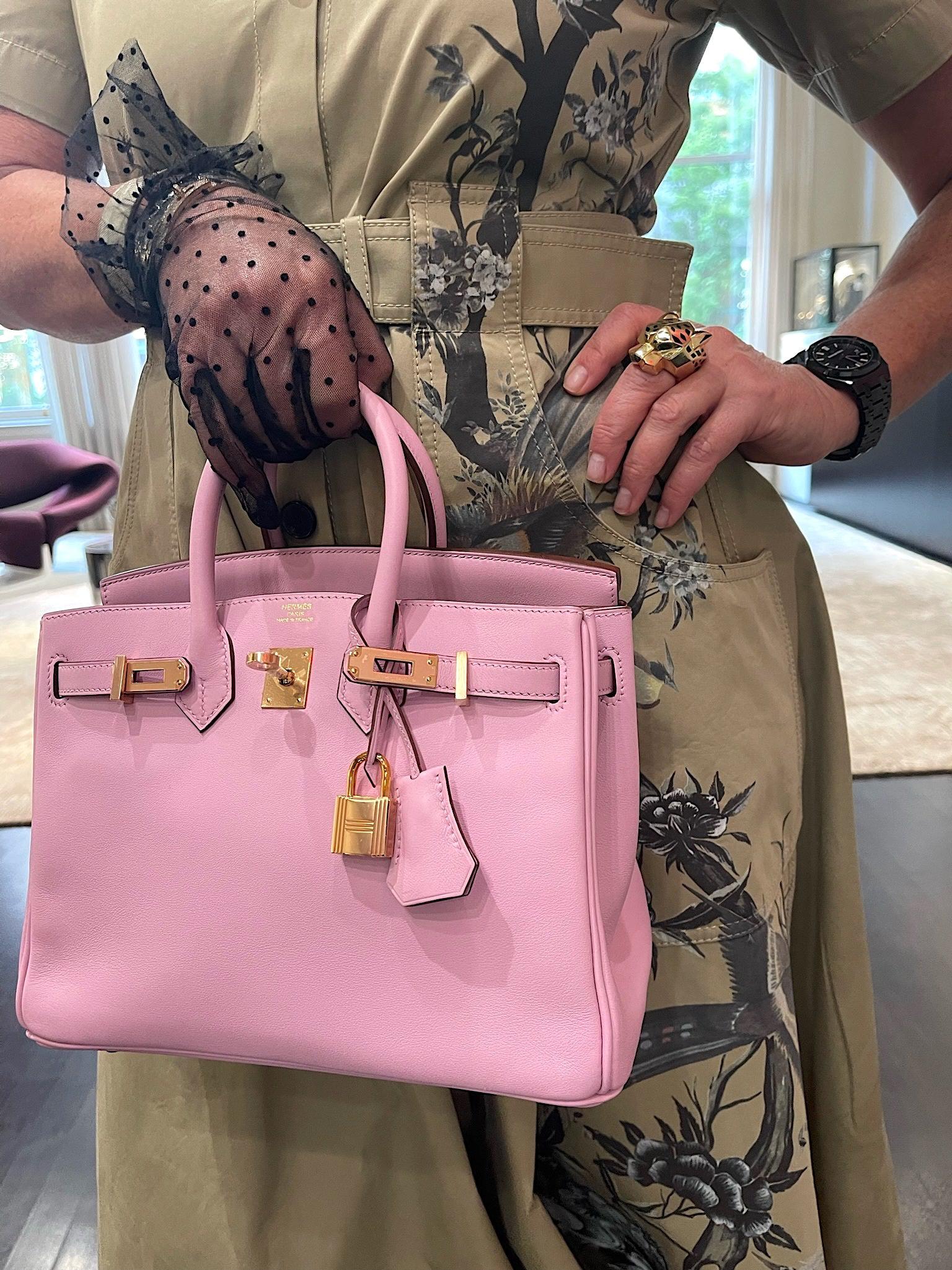 Hermès Birkin 25 Mauve Sylvestre Swift leather Rose Gold Hardware
