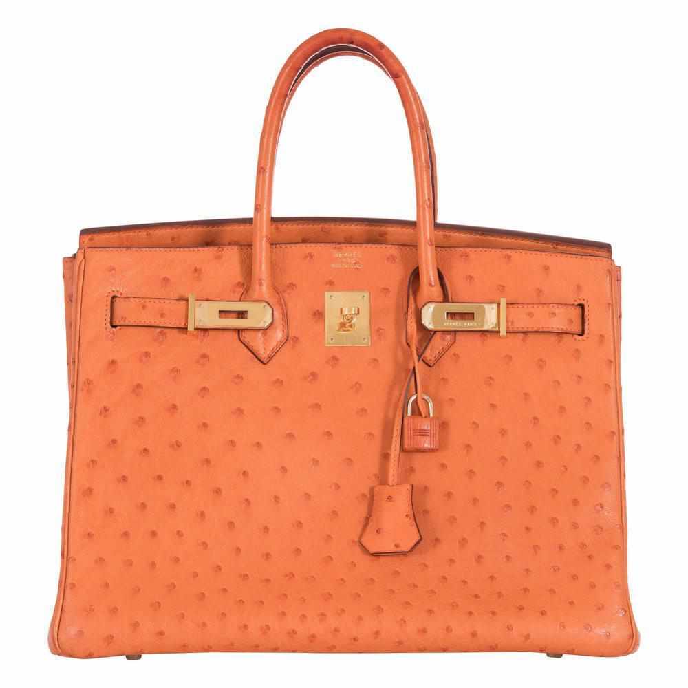 Hermès Birkin 35 Ostrich Orange Gold Hardware