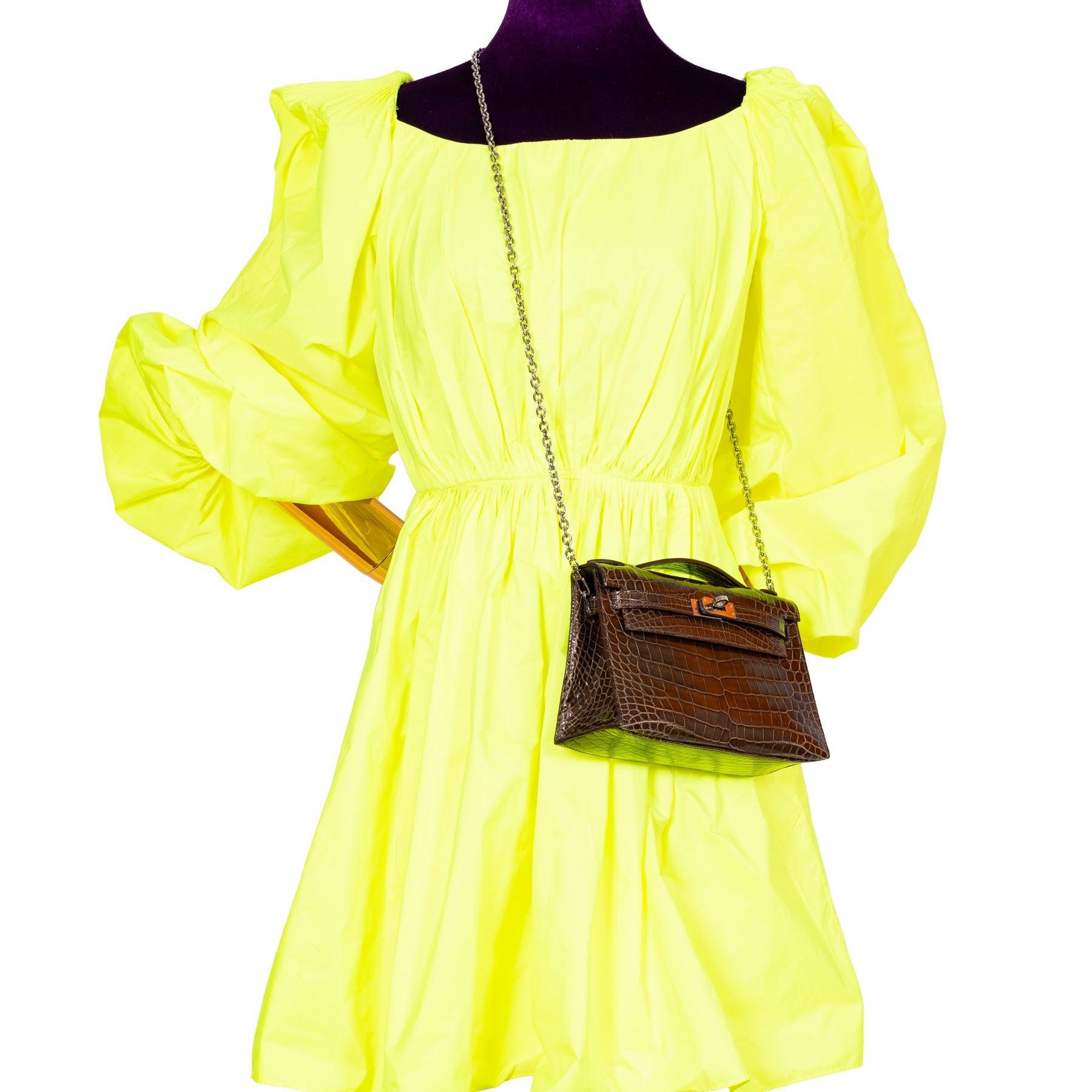 Hermès Kelly Pochette Gris Elephant Shiny Nilo Crocodile Palladium Hardware