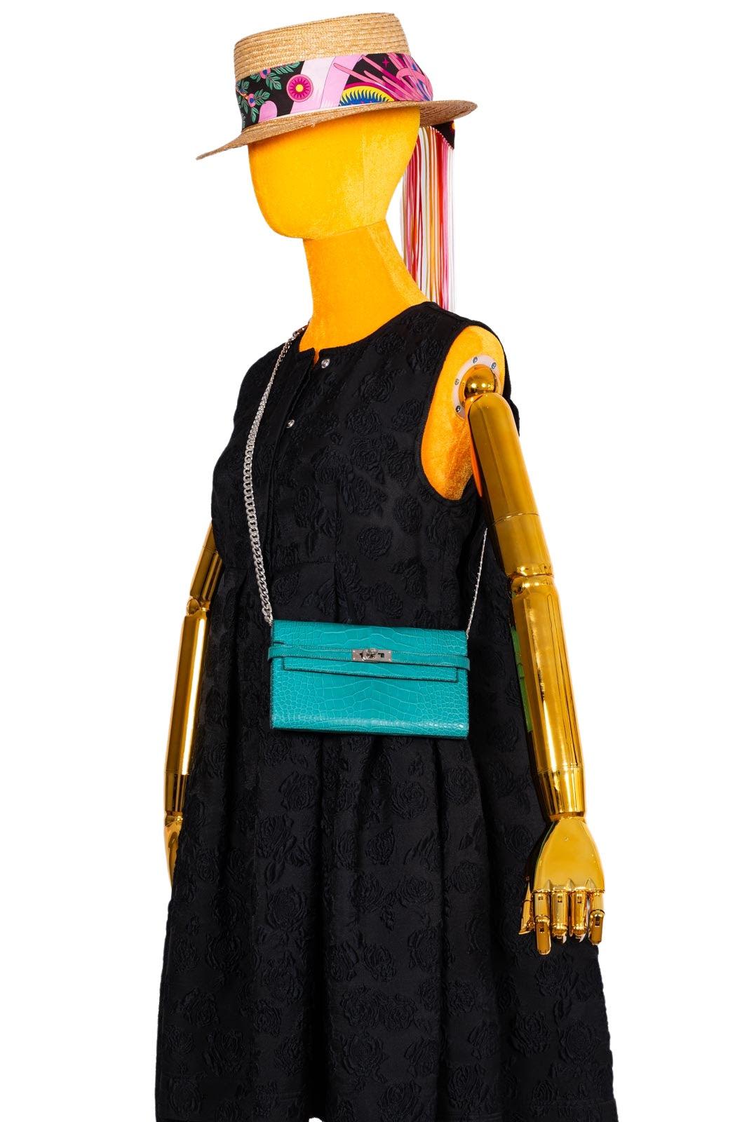 Hermès Kelly Longue Wallet Blue Paon Matte Alligator with Palladium Hardware