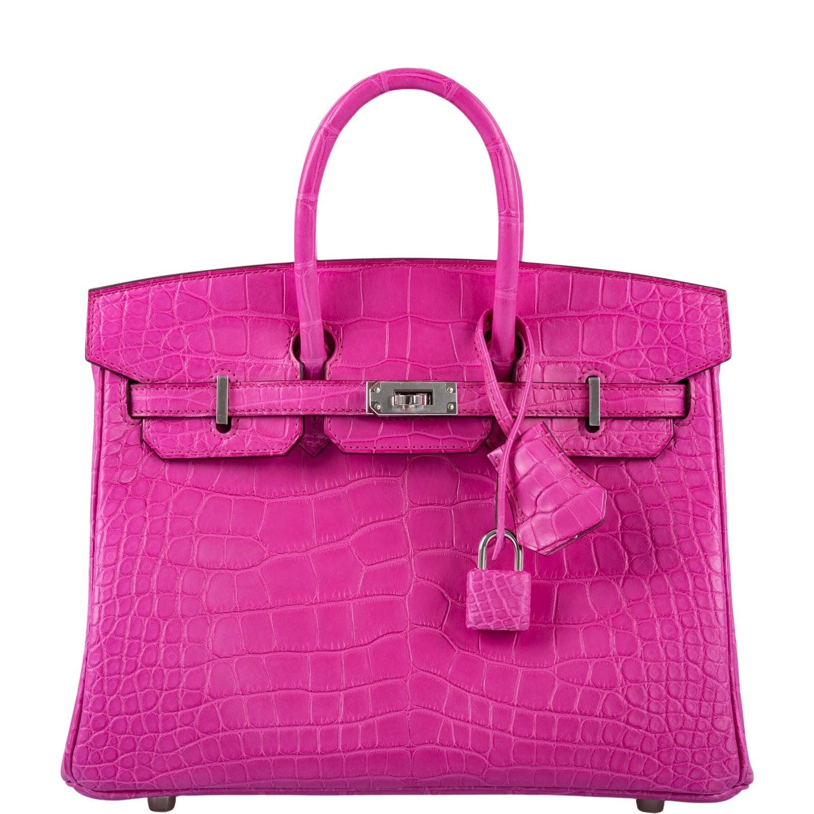 Hermès Birkin 25 Rose Shocking Matte Alligator Palladium Hardware