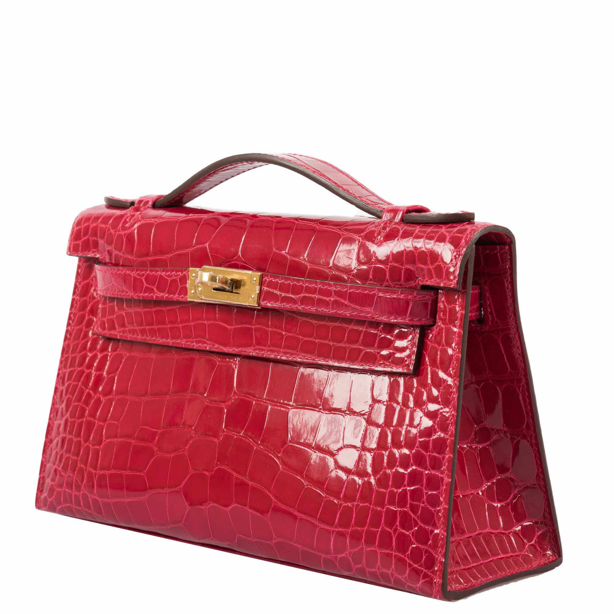 Hermès Kelly Mini Pochette Braise Shiny Alligator Gold Hardware
