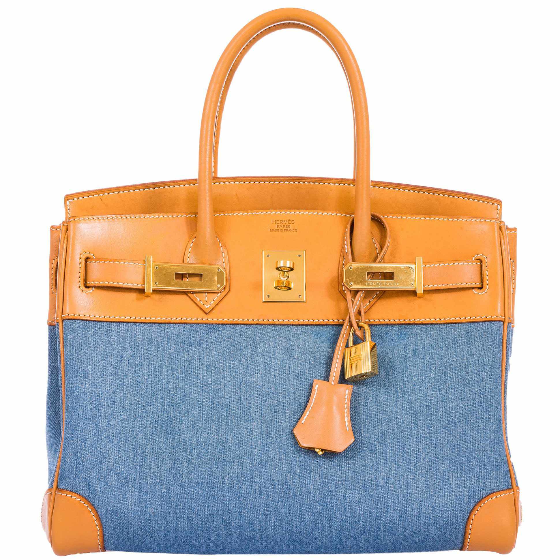Hermès Birkin 30 Denim & Vache Naturelle Gold Hardware - Limited Edition