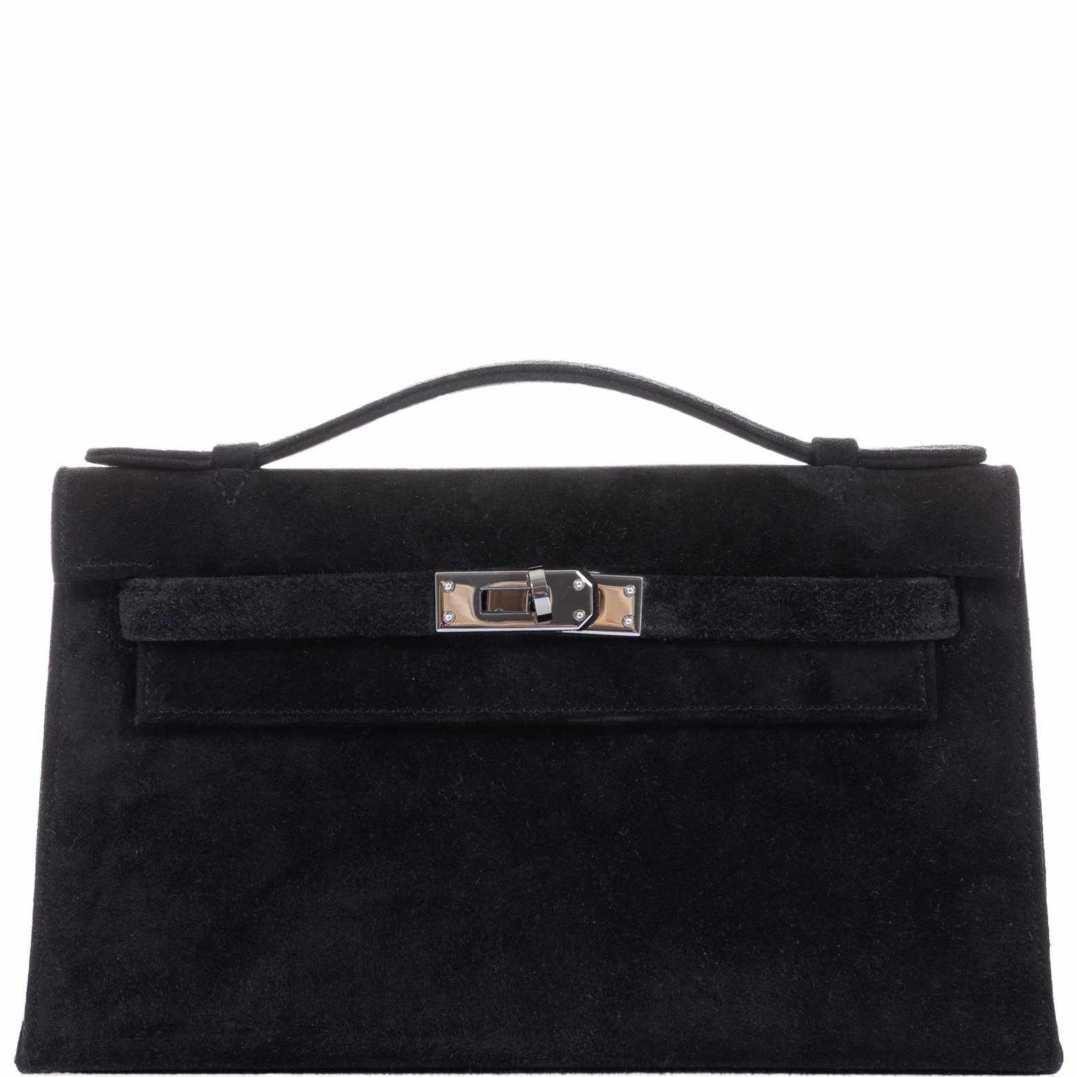 Hermès Kelly Doblis Mini Pochette Black Veau Suede - Rare