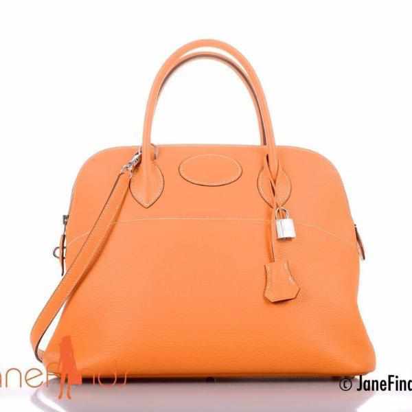 Hermès Bolide 37 Chèvre Orange Moutarde Palladium Hardware