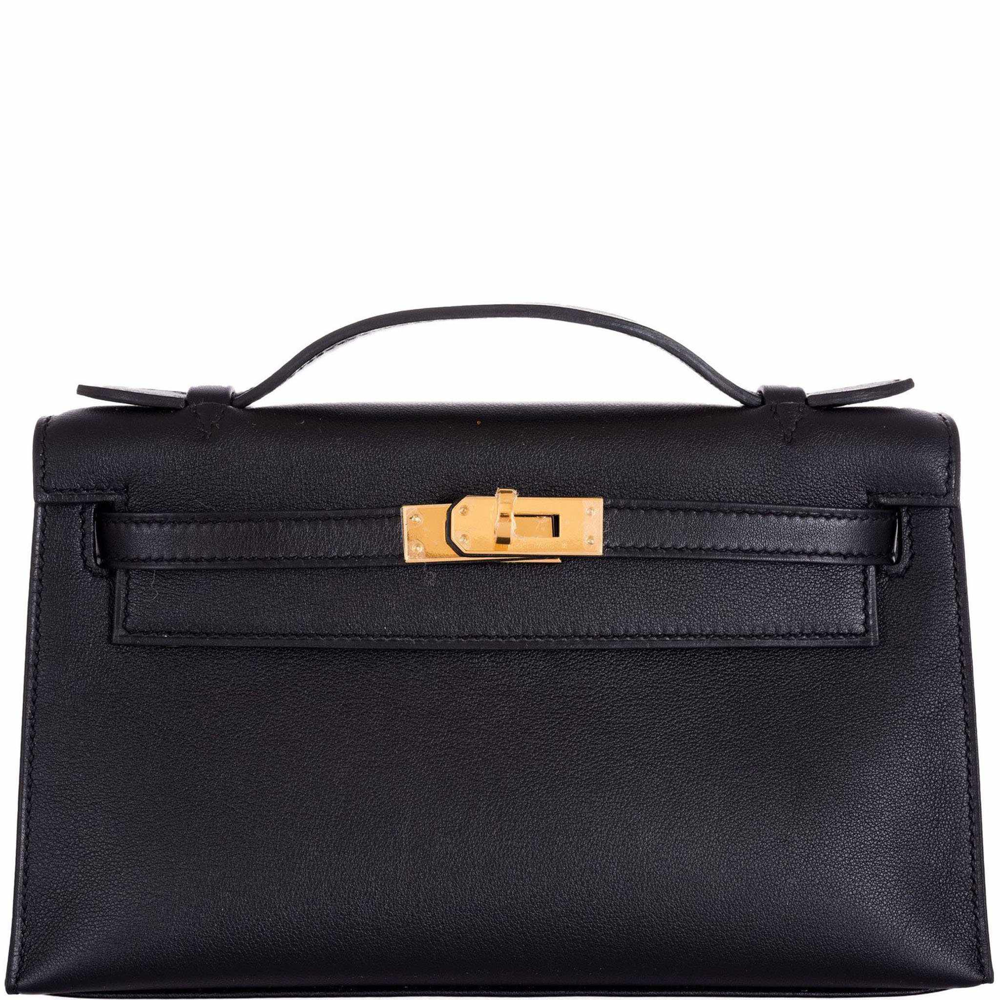 Hermès Kelly Mini Pochette Black Swift Gold Hardware