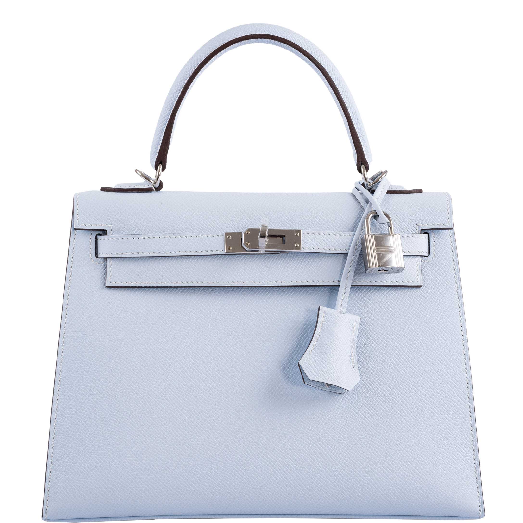 Hermès Kelly 25 Sellier Blue Brume Epsom Palladium Hardware - 2020, Y
