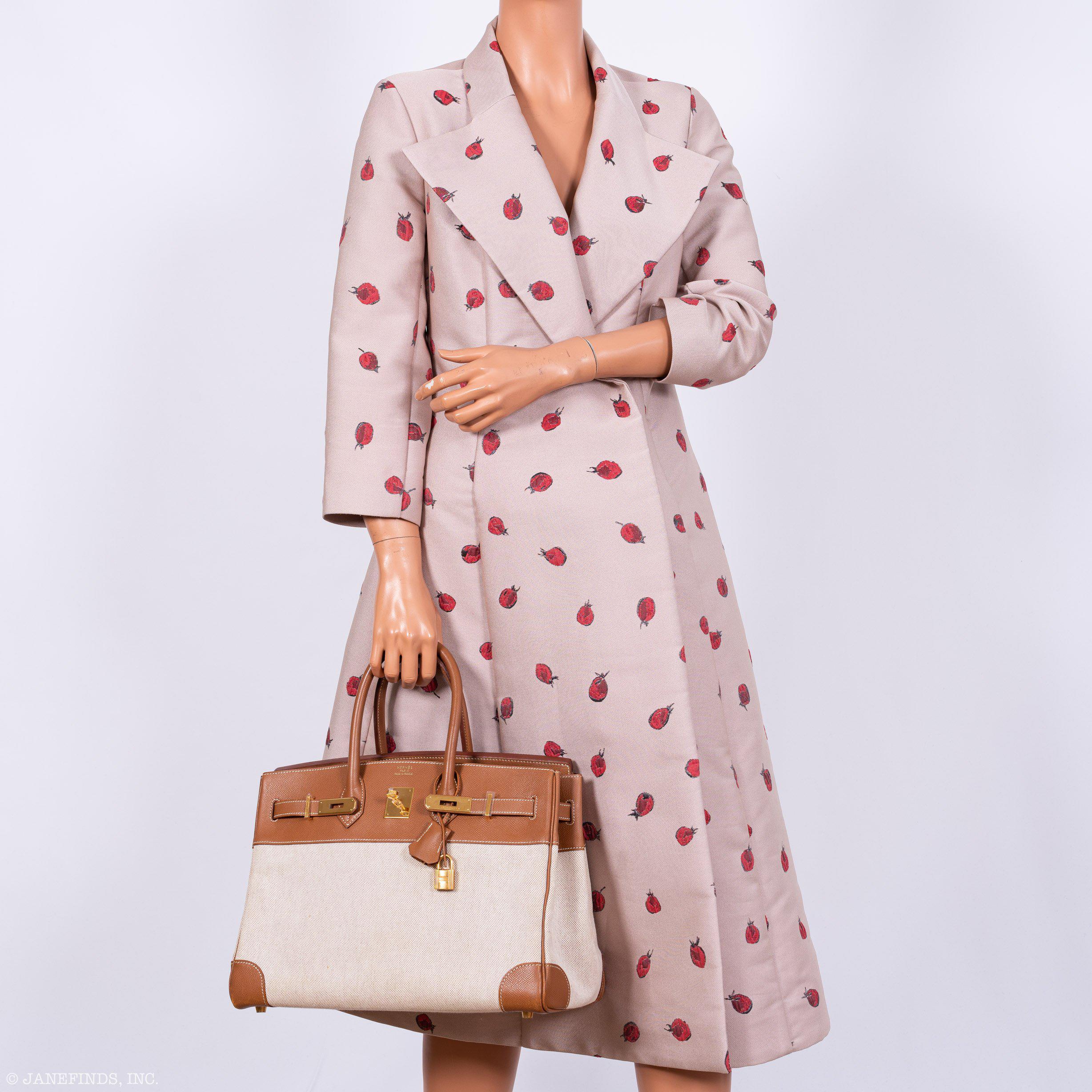 Hermès Birkin 35 Toile & Gold Epsom Gold Hardware