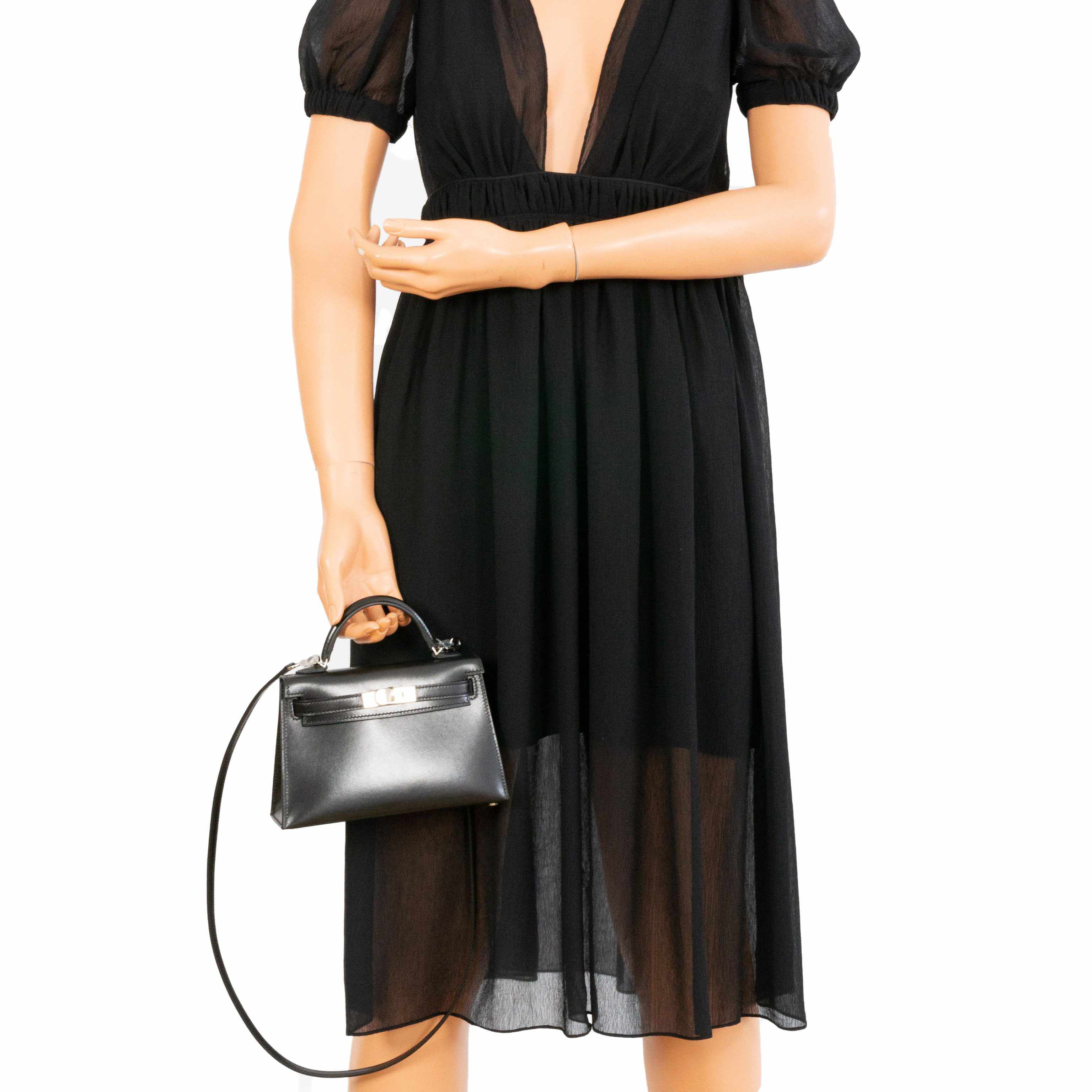 Hermès Kelly 20 Mini II Sellier Black Box Palladium Hardware - Limited