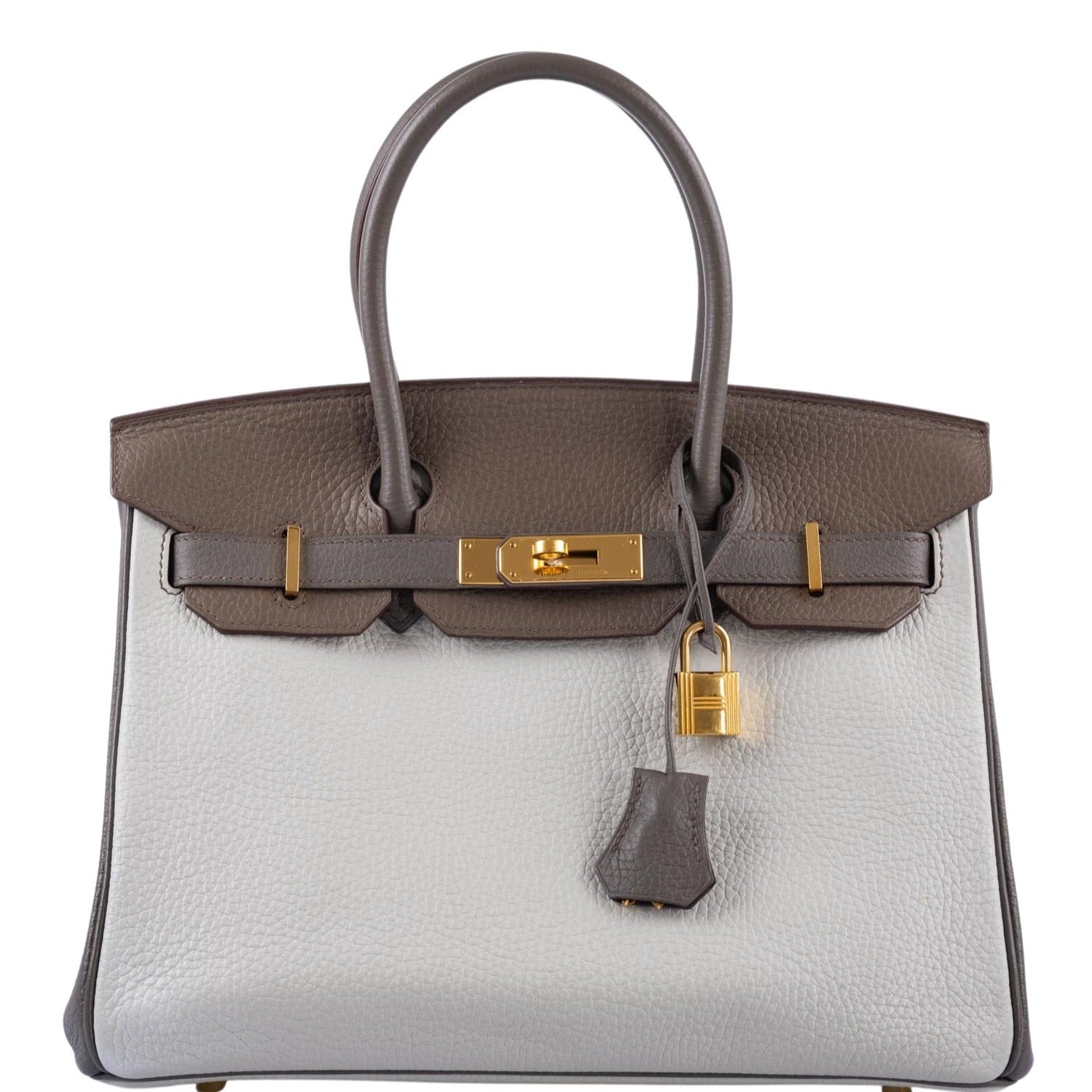 Hermès HSS Birkin 30 Tri-Color Etain, Gris, and Etoupe Clemence with Gold Hardware