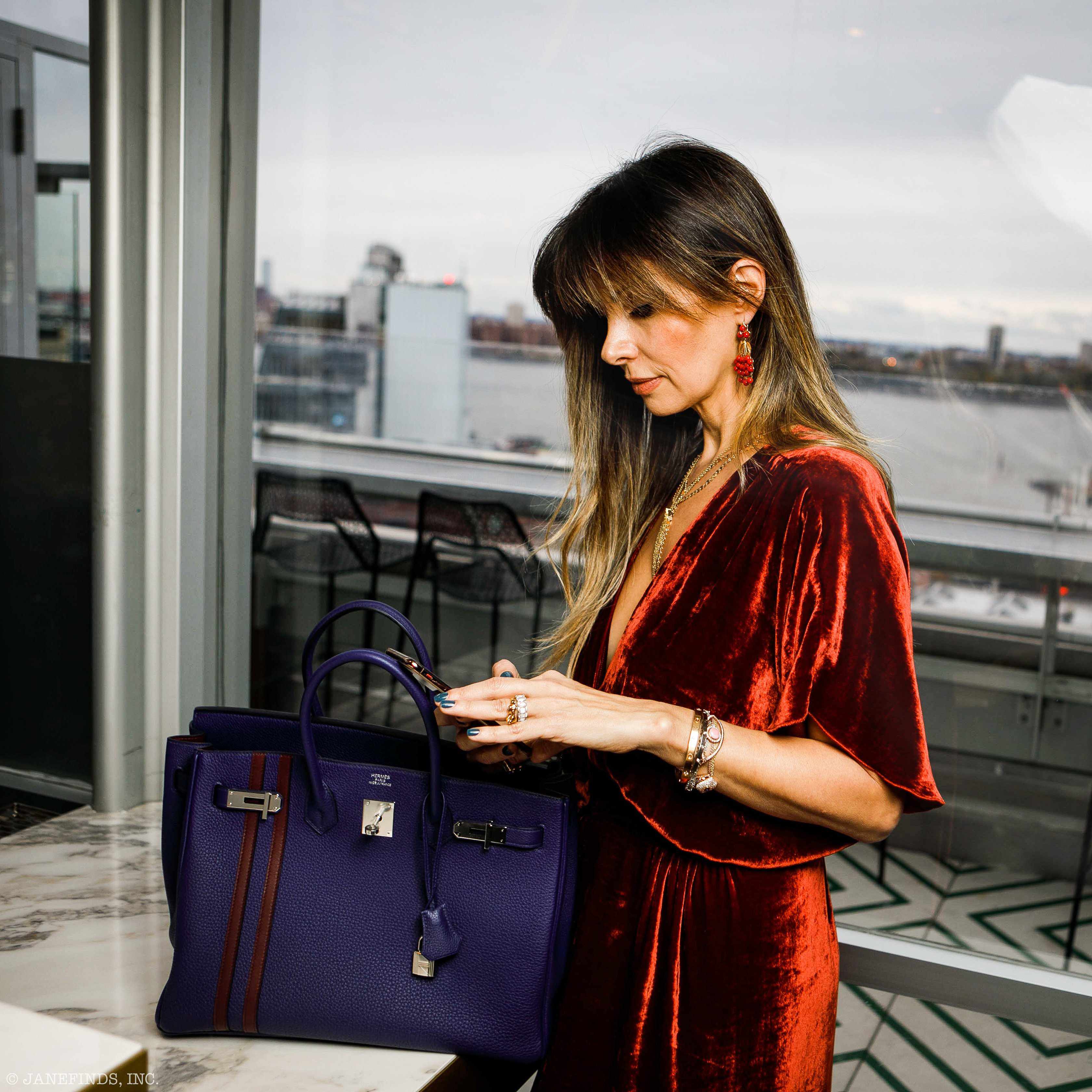 Hermès Birkin 35 Officier Blue Encre Verso Bordeaux Togo Palladium Hardware