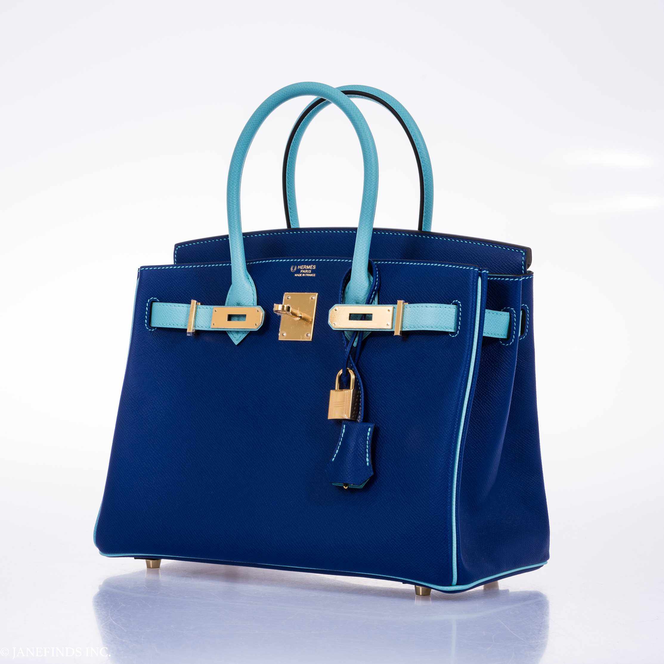 Hermès Birkin 30 HSS Blue Electric & Blue Atoll Epsom Gold Hardware