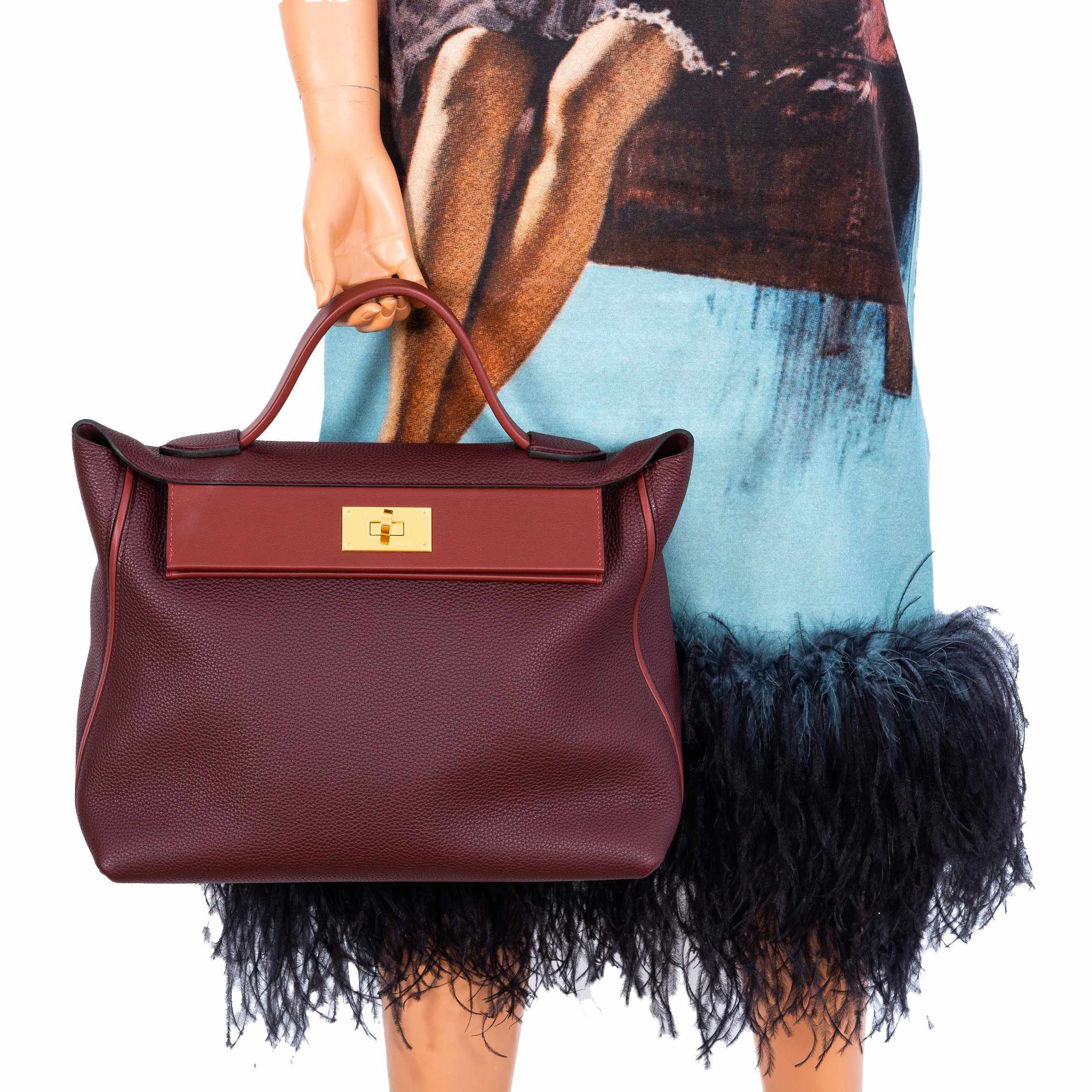 Hermès 24/24 35 Bordeaux & Rouge H Swift & Togo Gold Hardware