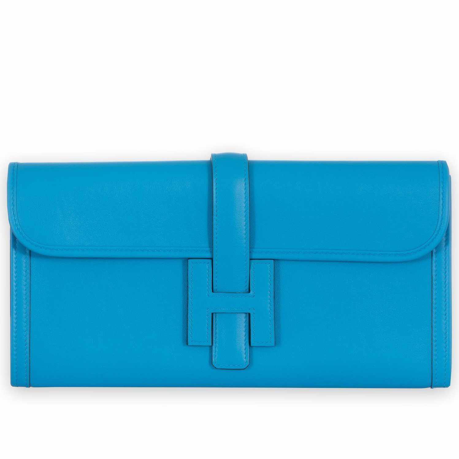 Hermès Jige Elan Clutch Blue Zanzibar Swift