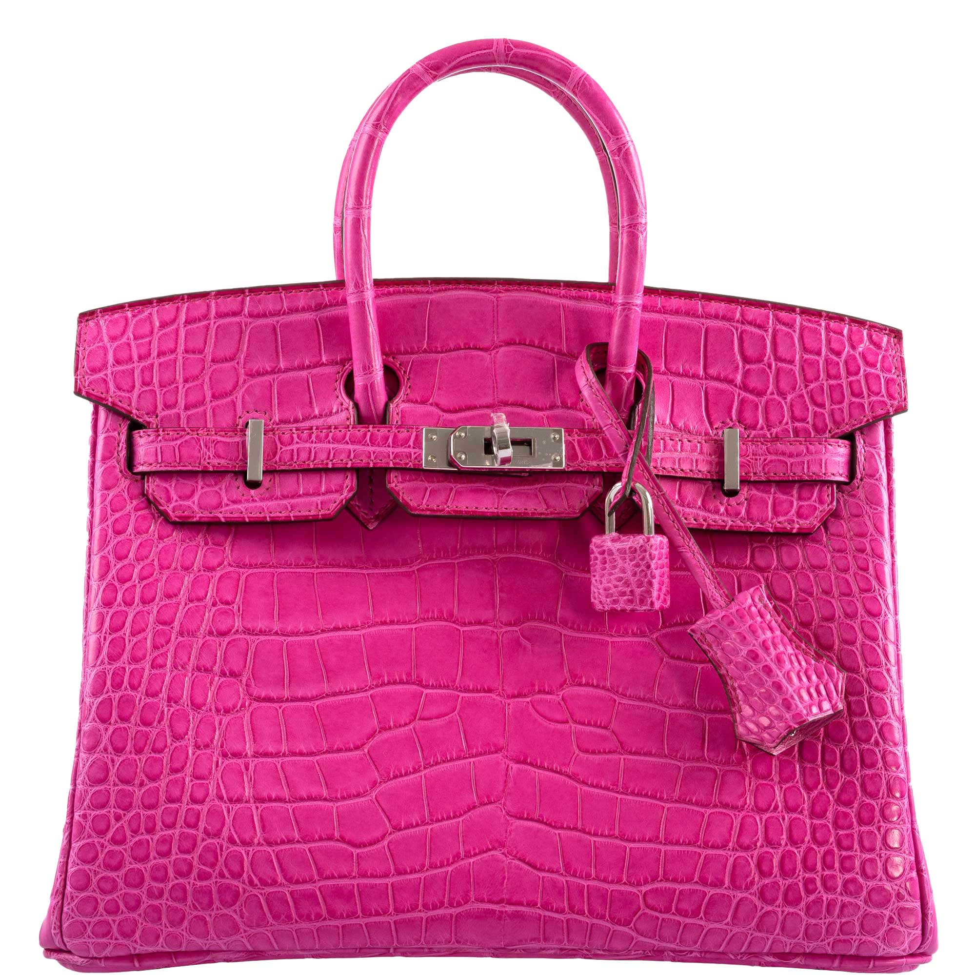 Hermès Birkin 25 Rose Shocking Matte Alligator Palladium Hardware - 2020,Y
