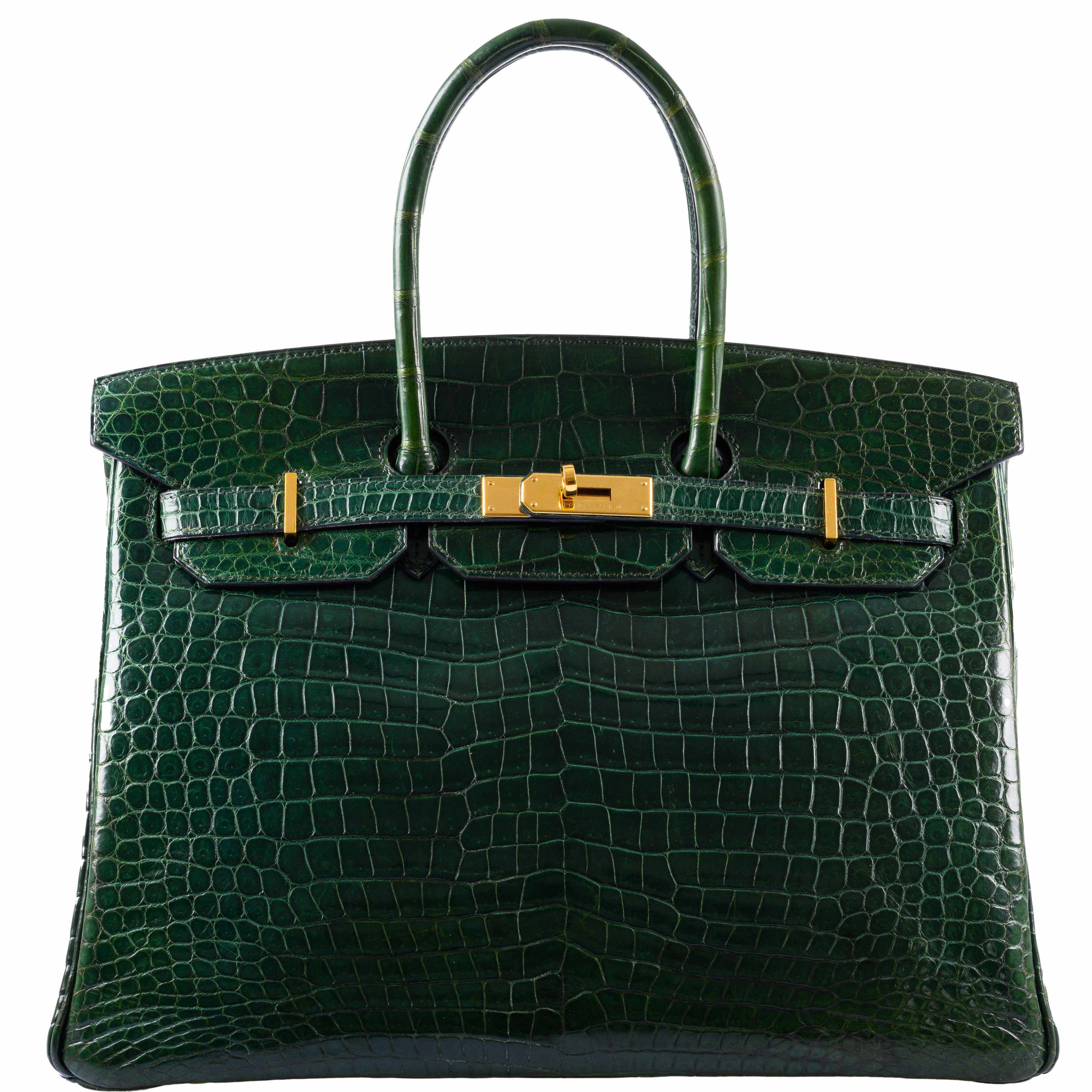 Hermès Birkin 35 Vert Fonce Porosus Crocodile Gold Hardware - 2004