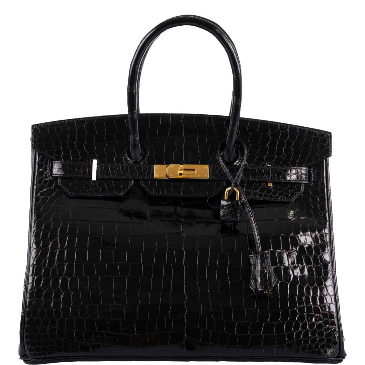 Hermès Birkin 35 Black Shiny Porosus Crocodile with Gold Hardware - 2017, A