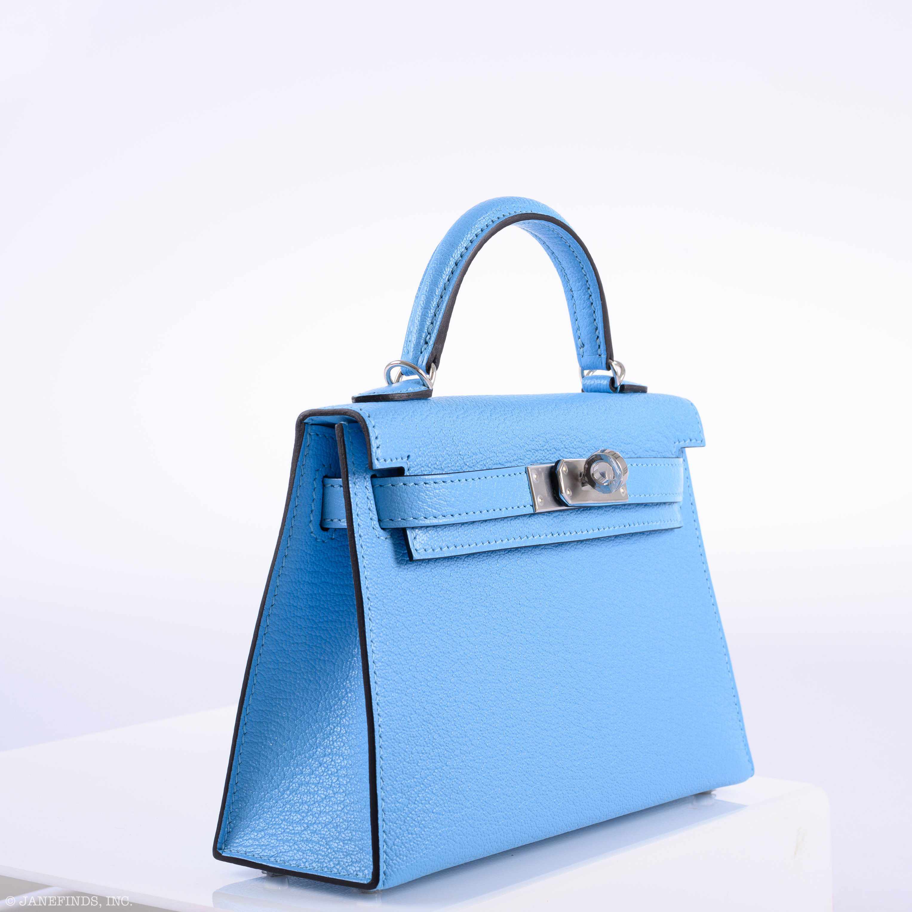 Hermès Kelly 20 Mini II Sellier Blue Celeste Chevre Palladium Hardware - 2019, D