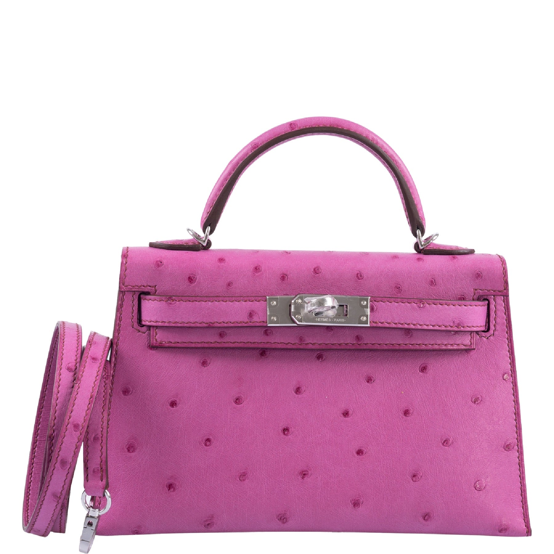 Hermès Kelly 20 Mini II Sellier Fuschia Ostrich Palladium Hardware