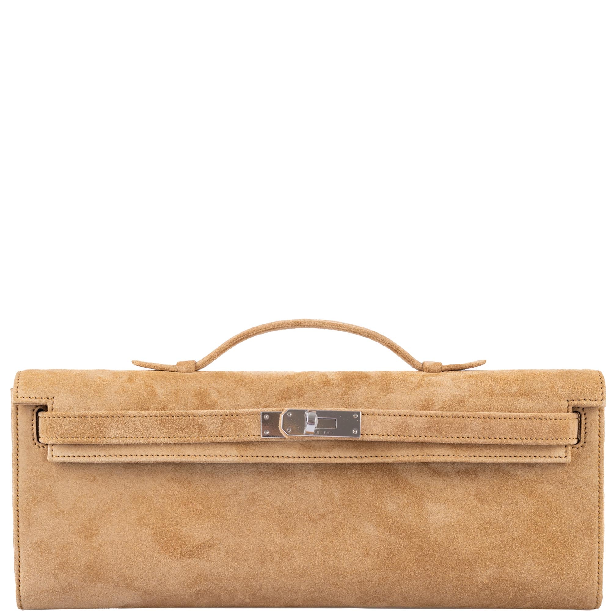 Hermès Kelly Cut Ocre Doblis Suede with Palladium Hardware - 2021, Z