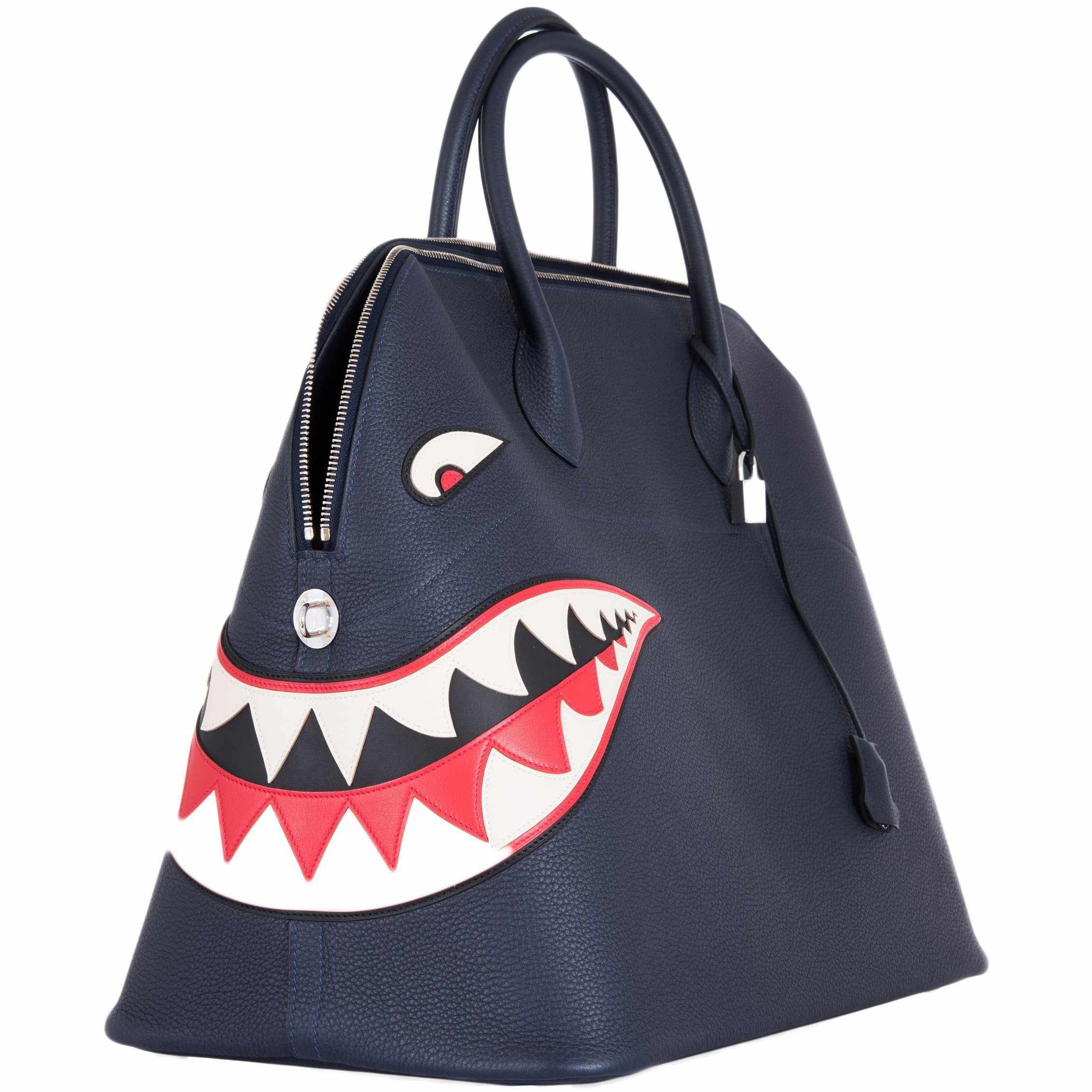 Hermès Bolide 40 Shark Indigo Blue Togo Unisex Bag Palladium Hardware