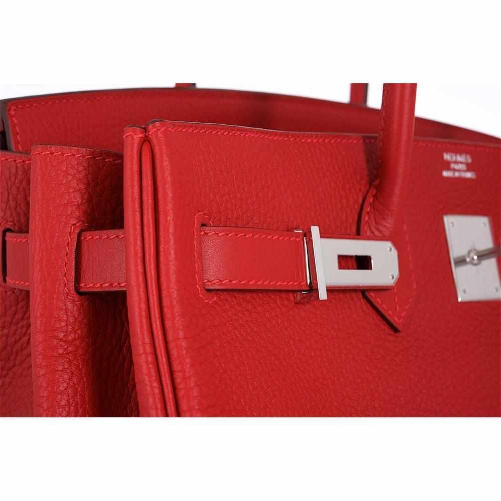 Hermès Birkin 35 Cherve Leather Red Rouge Casaque Palladium hardware