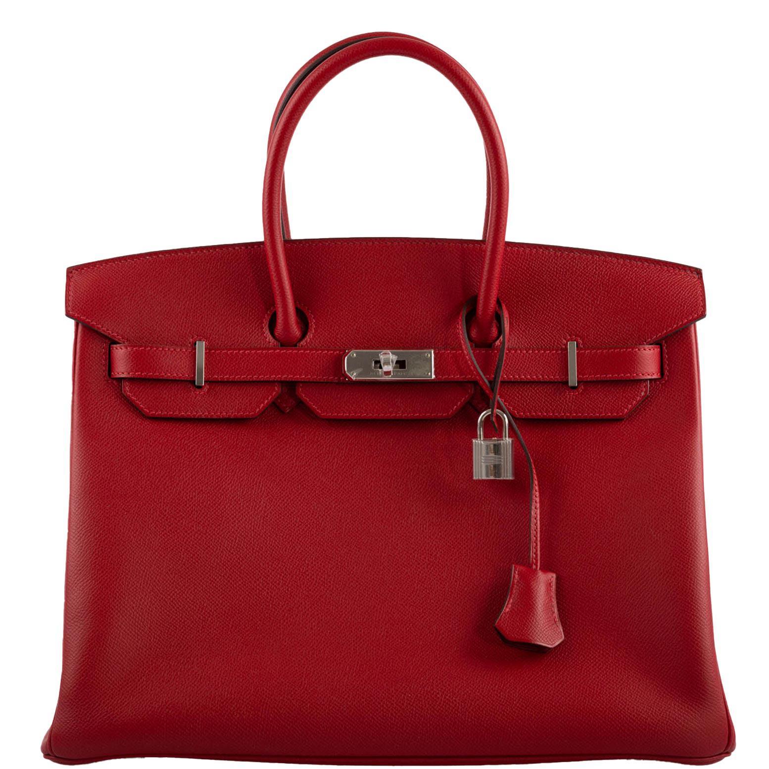 Hermès Birkin 35 Rouge Vif Epsom with Palladium Hardware - 2013, Q Square