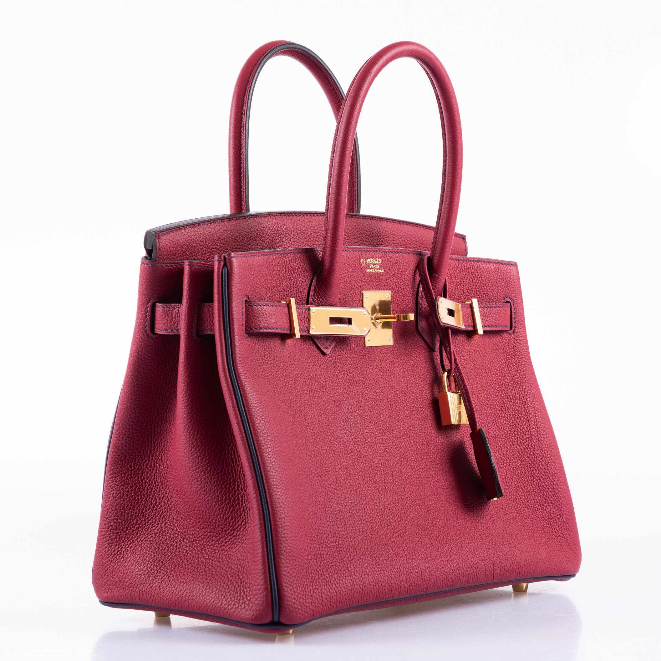 Hermès Birkin 30 HSS Rouge Grenat And Blue Nuit Togo Gold Hardware