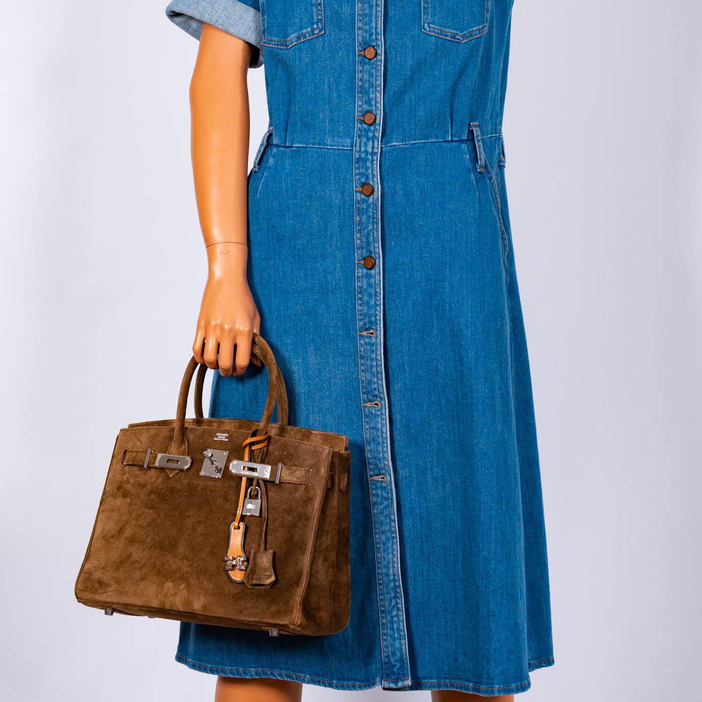 Hermès Birkin 30 Gold Veau Doblis Suede Palladium Hardware - 2008, L Square