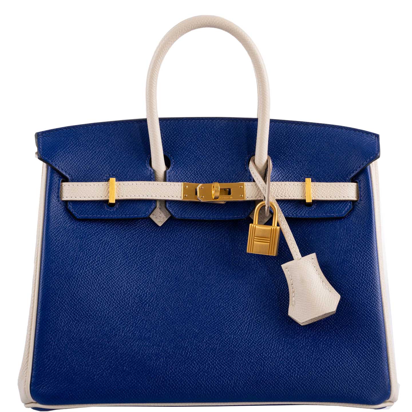 Hermès Birkin 25 HSS Bi-Color Blue Electrique & Craie Epsom Brushed Gold Hardware - 2016, X