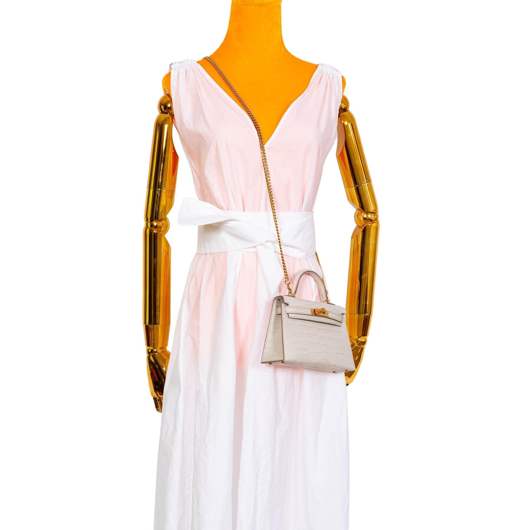 Hermès Kelly 20 Mini II Sellier Beton Matte Alligator with Gold Hardware