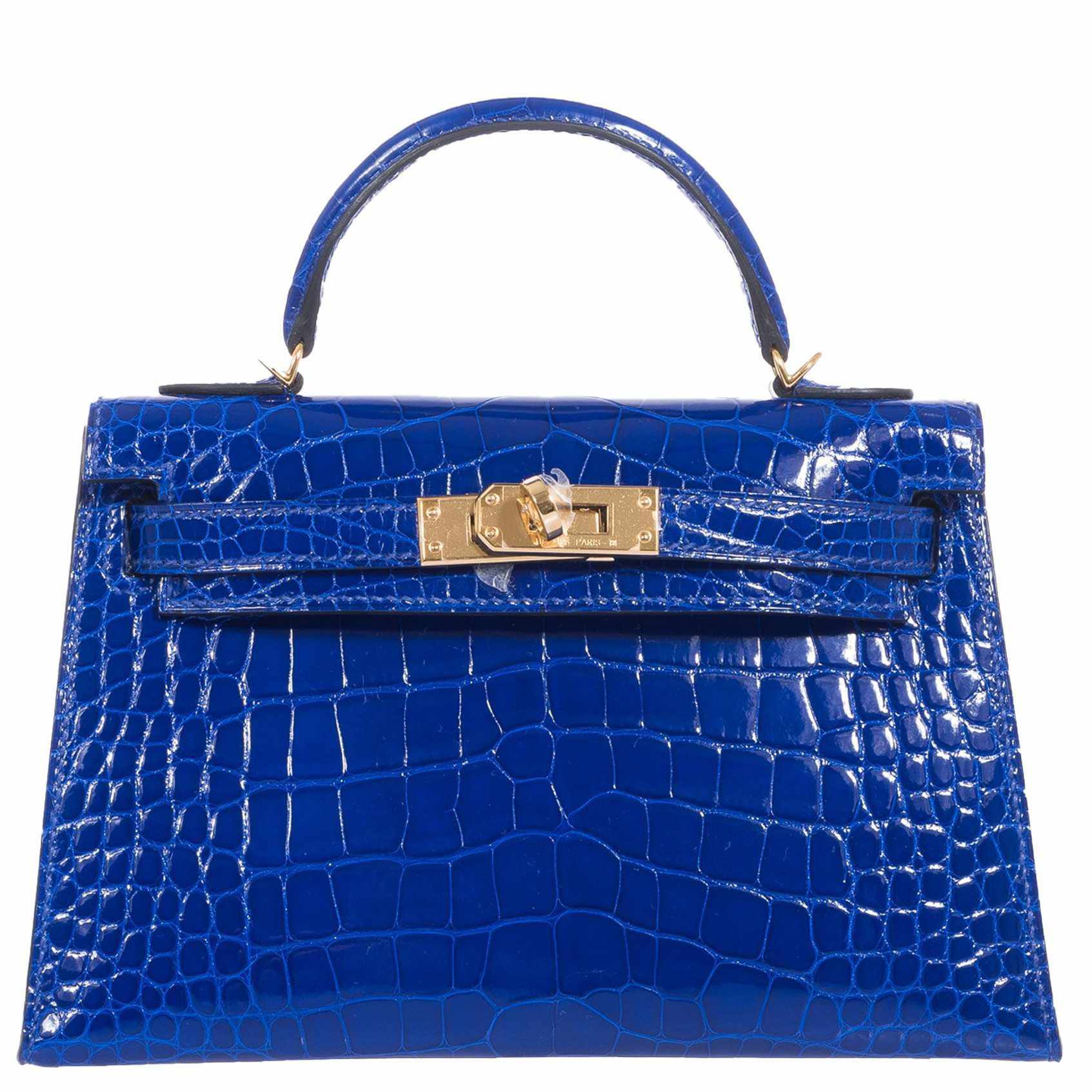 Hermès Kelly 20 Mini II Sellier Blue Electric Alligator Gold Hardware - Limited