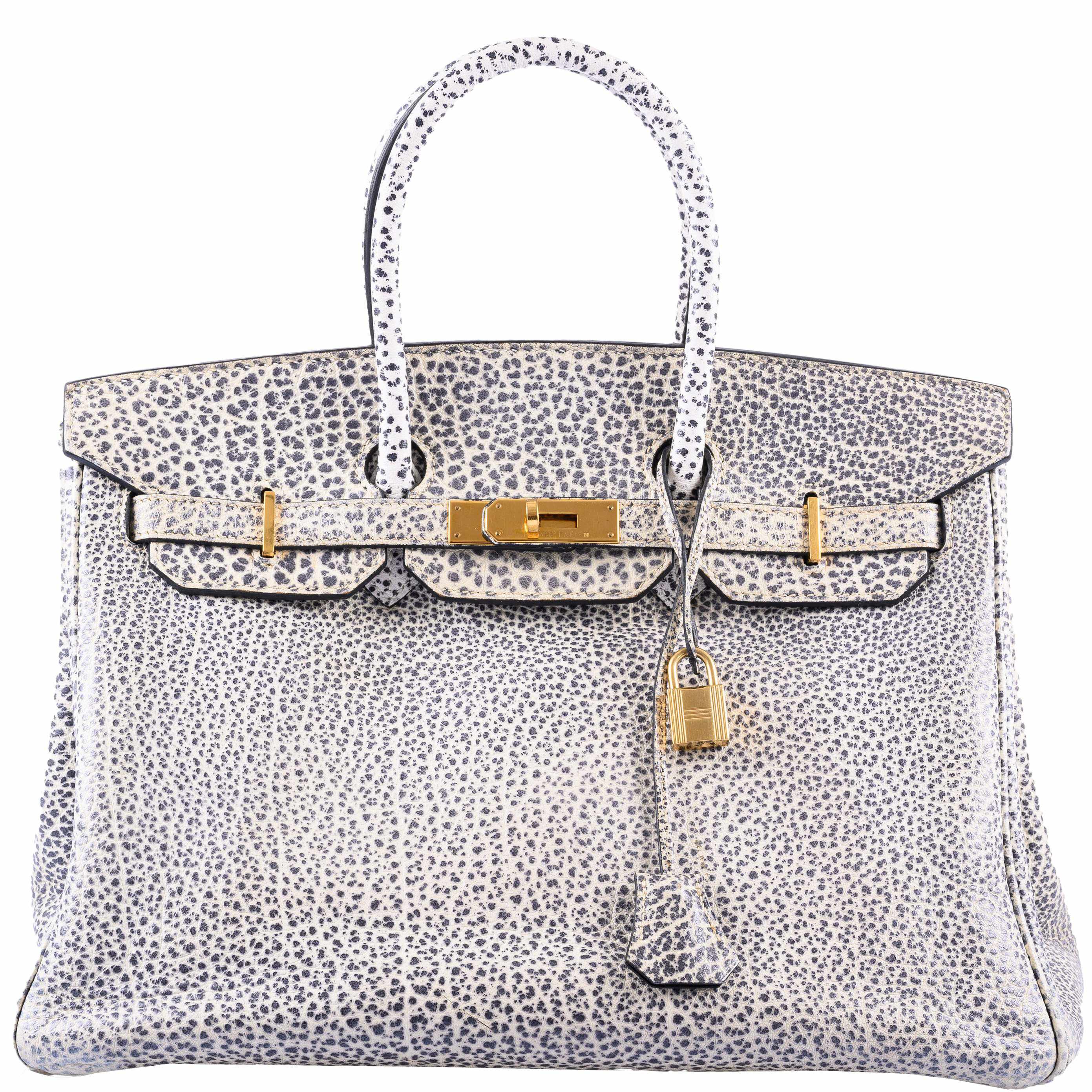 Hermès Birkin 35 Black & White Dalmatian Buffalo Gold Hardware