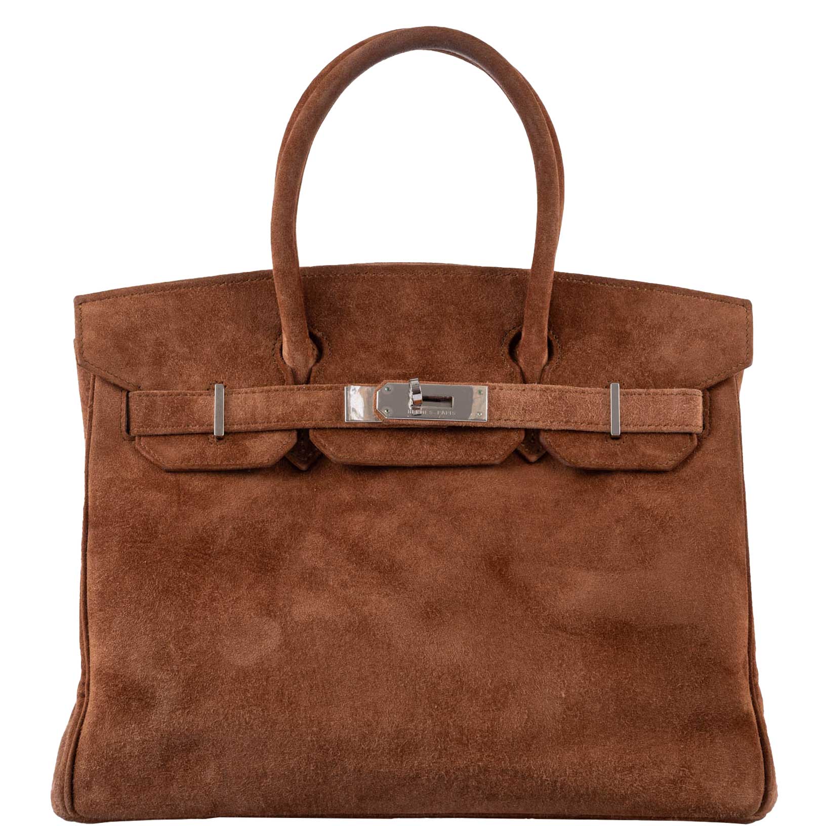 Hermès Birkin 30 Fauve Doblis Suede Palladium Hardware - 2008, L Square