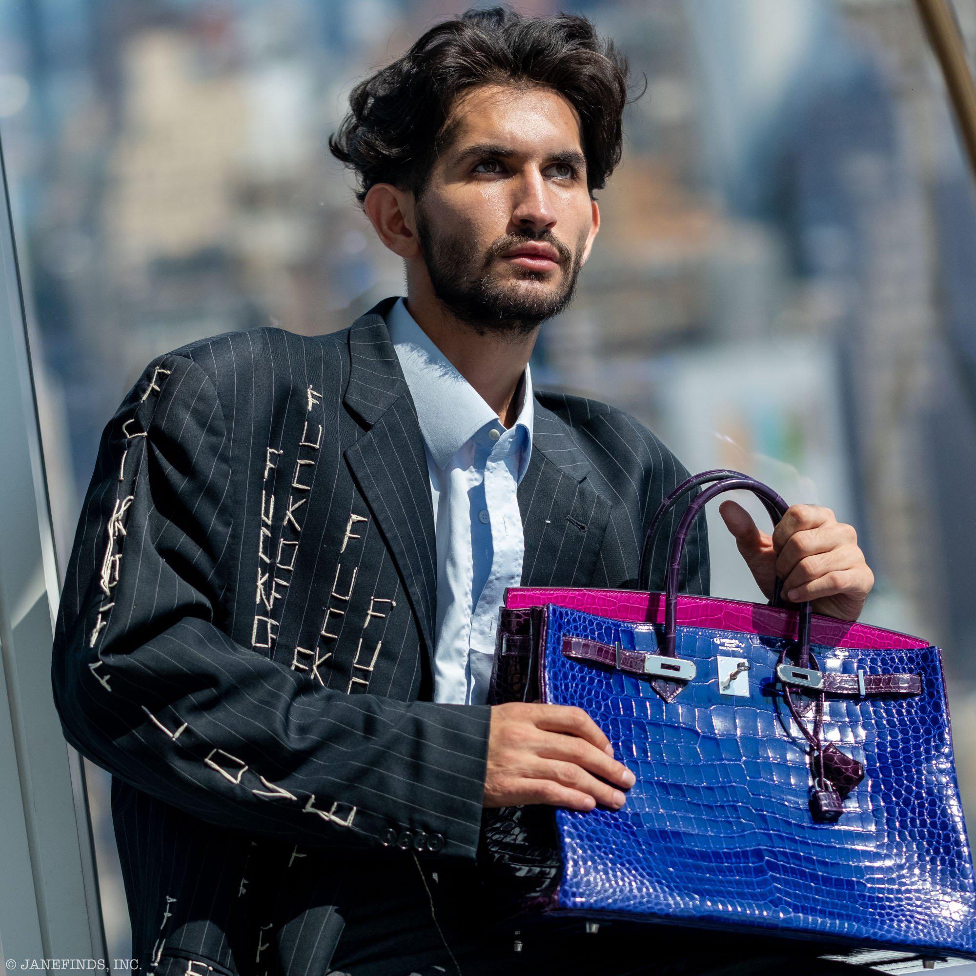 Hermès Birkin 40 Blue Electric, Rose Scheherazade, and Cassis Shiny Porosus Crocodile Palladium Hardware