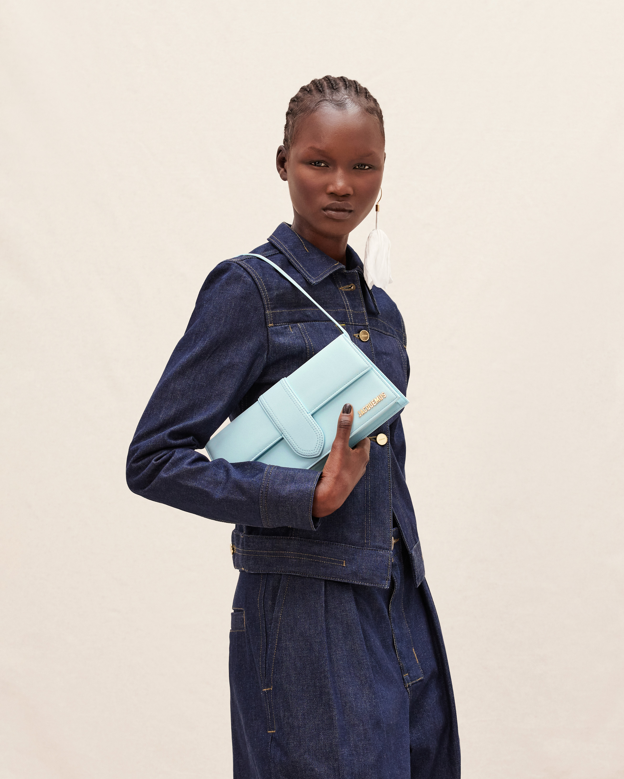 jacquemus Le Bambino long LE RAPHIA Long flap bag.