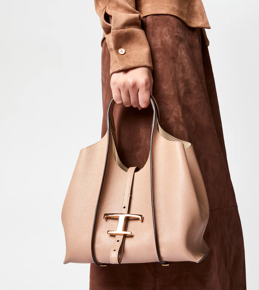 TOD'S T Timeless Shopping Bag in Leather Mini