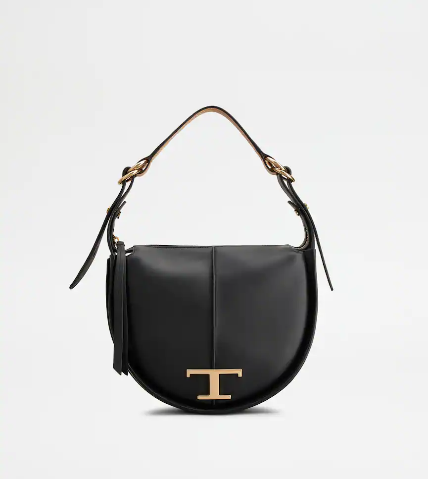 TOD'S T Timeless Hobo Bag in Leather Small Black