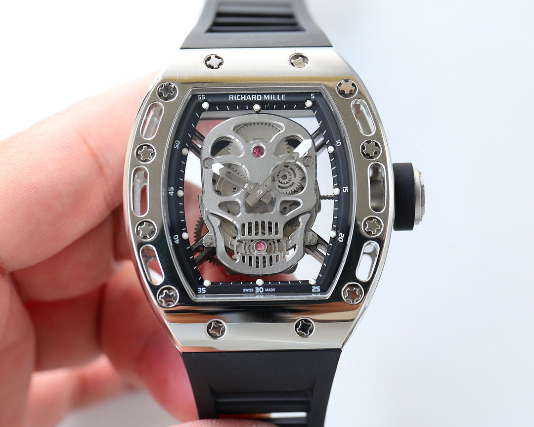 Richard Mille RM-052 Men Mechanical Watch Diamonds Skull Dial