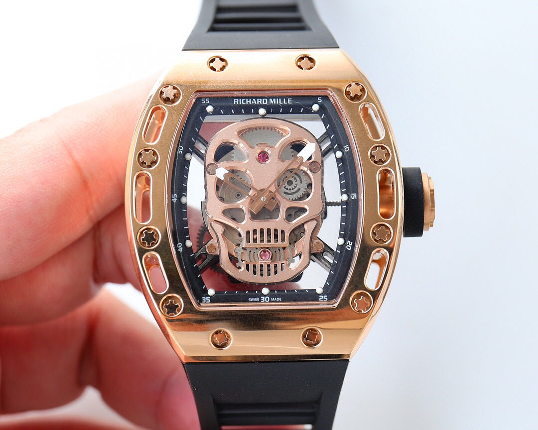 Richard Mille RM-052 Men Mechanical Watch Diamonds Skull Dial