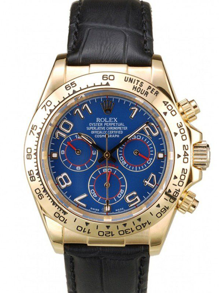 Rolex Cosmograph Daytona Yellow Gold Blue Dial Mens Watch 116518